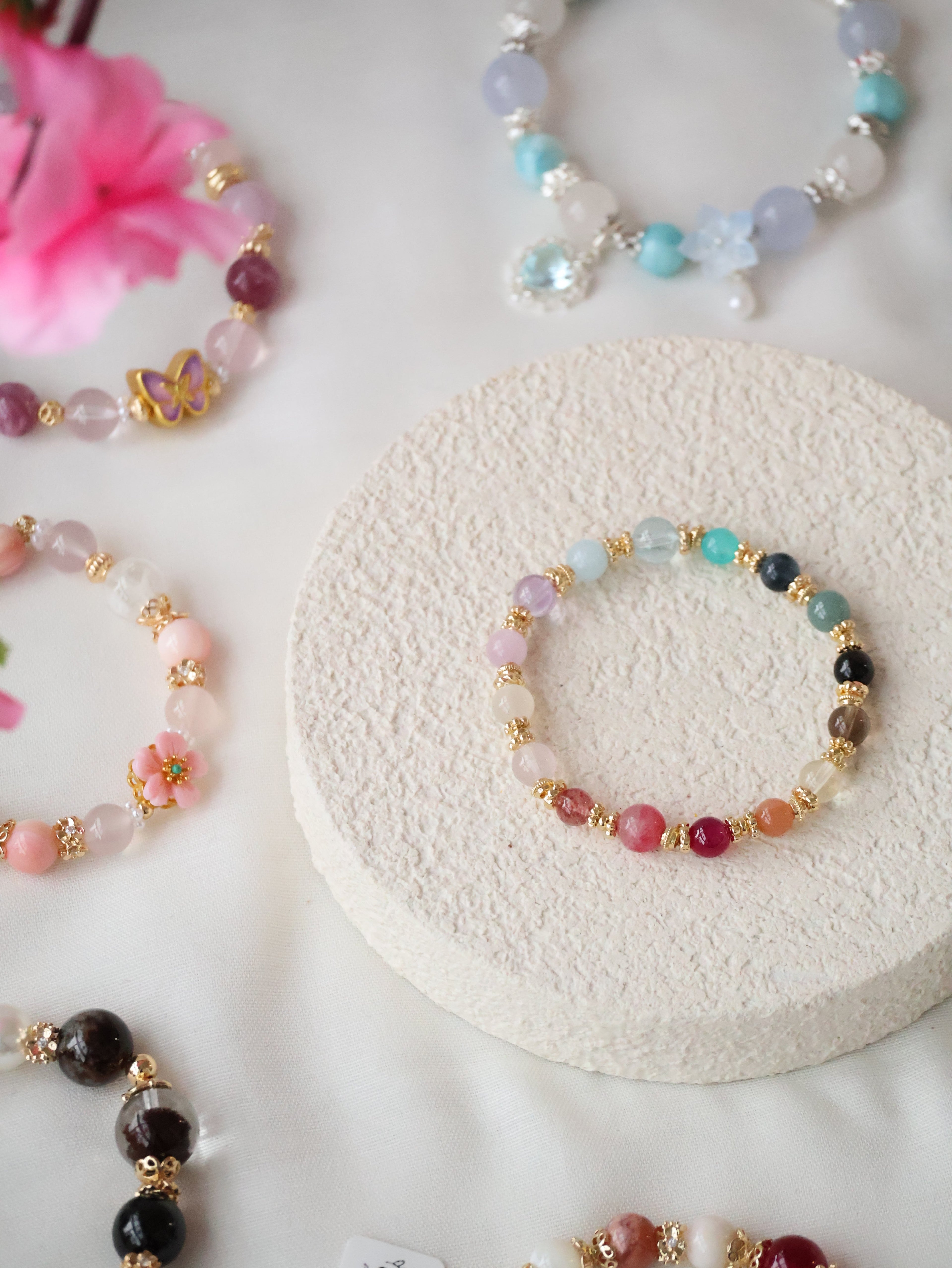 Cheru Customs - Rainbow Duobao ¶౦ 6mm Natural Crystal Stacker Bracelet 15CM
