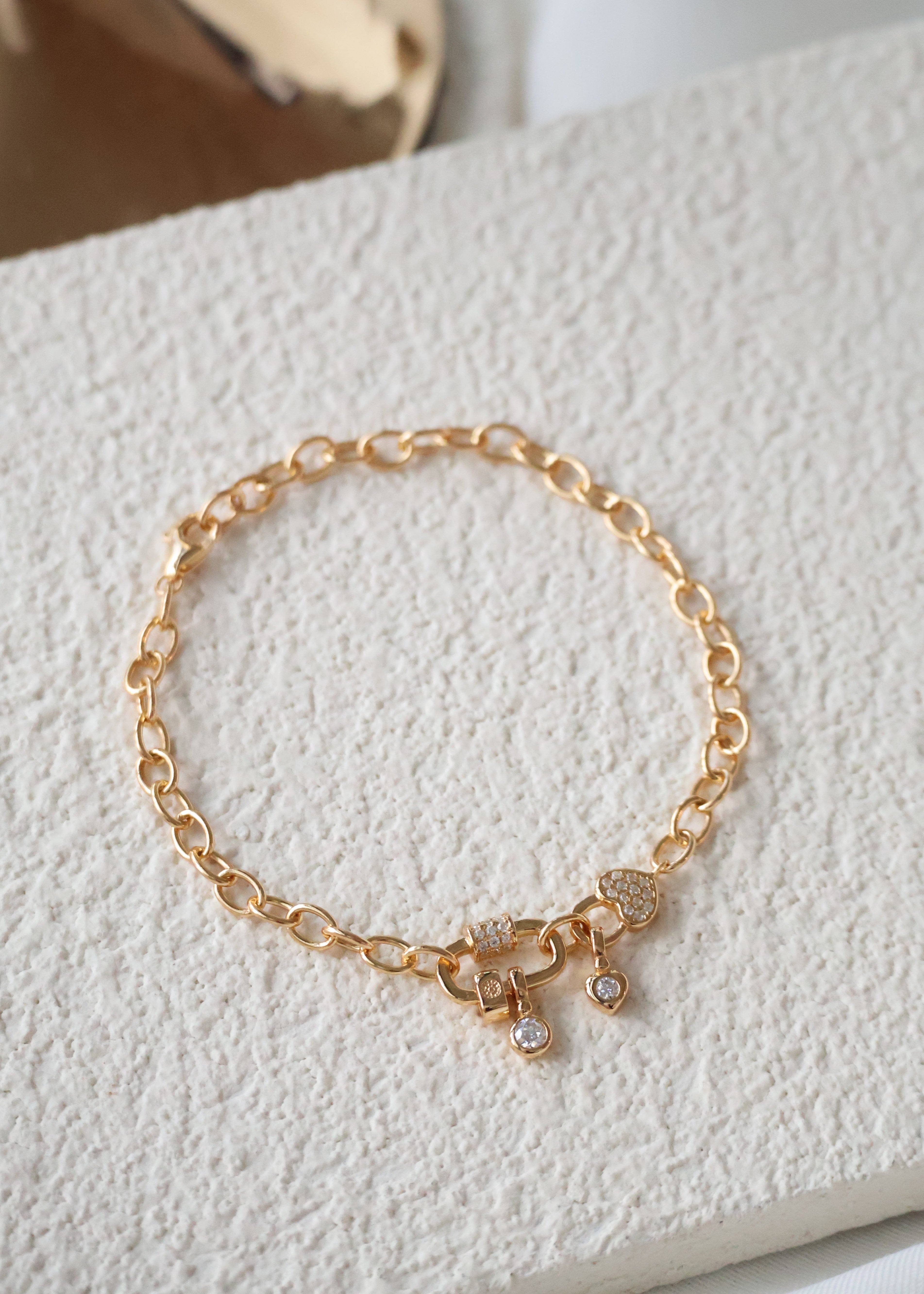 *Luna&Lithoss* Ramona Heart Locket Gold Bracelet AU750