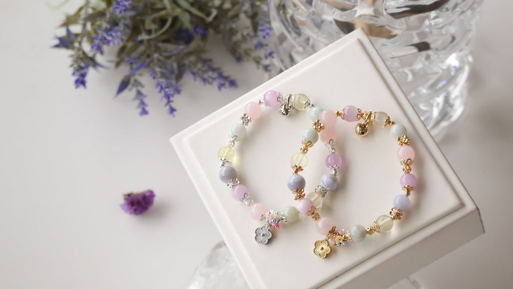 Rose Quartz, Kunzite, Blue Lace Agate, Lemon Quartz, Green Jadeite ¡ª Floryn | 8mm (Elastic)