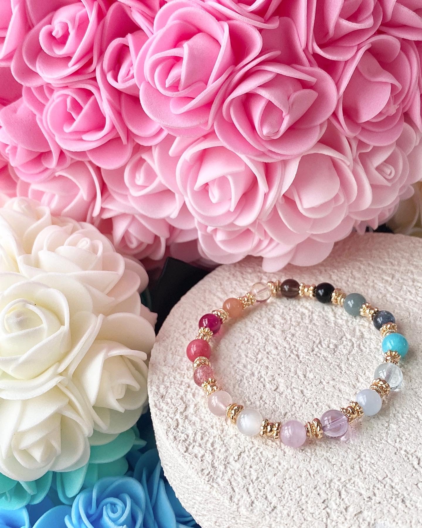 Cheru Customs - Rainbow Duobao ¶౦ 6mm Natural Crystal Stacker Bracelet 15CM