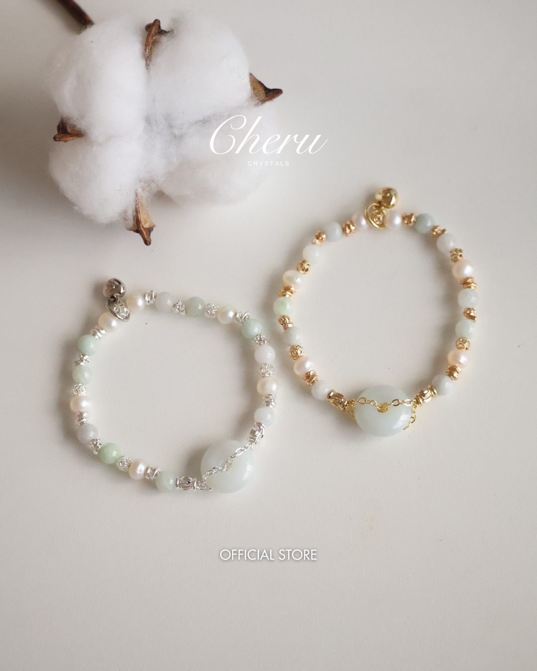 Green Jadeite & Freshwater Pearls ¡ª Ping An Kou Stacker | 6mm (Elastic)