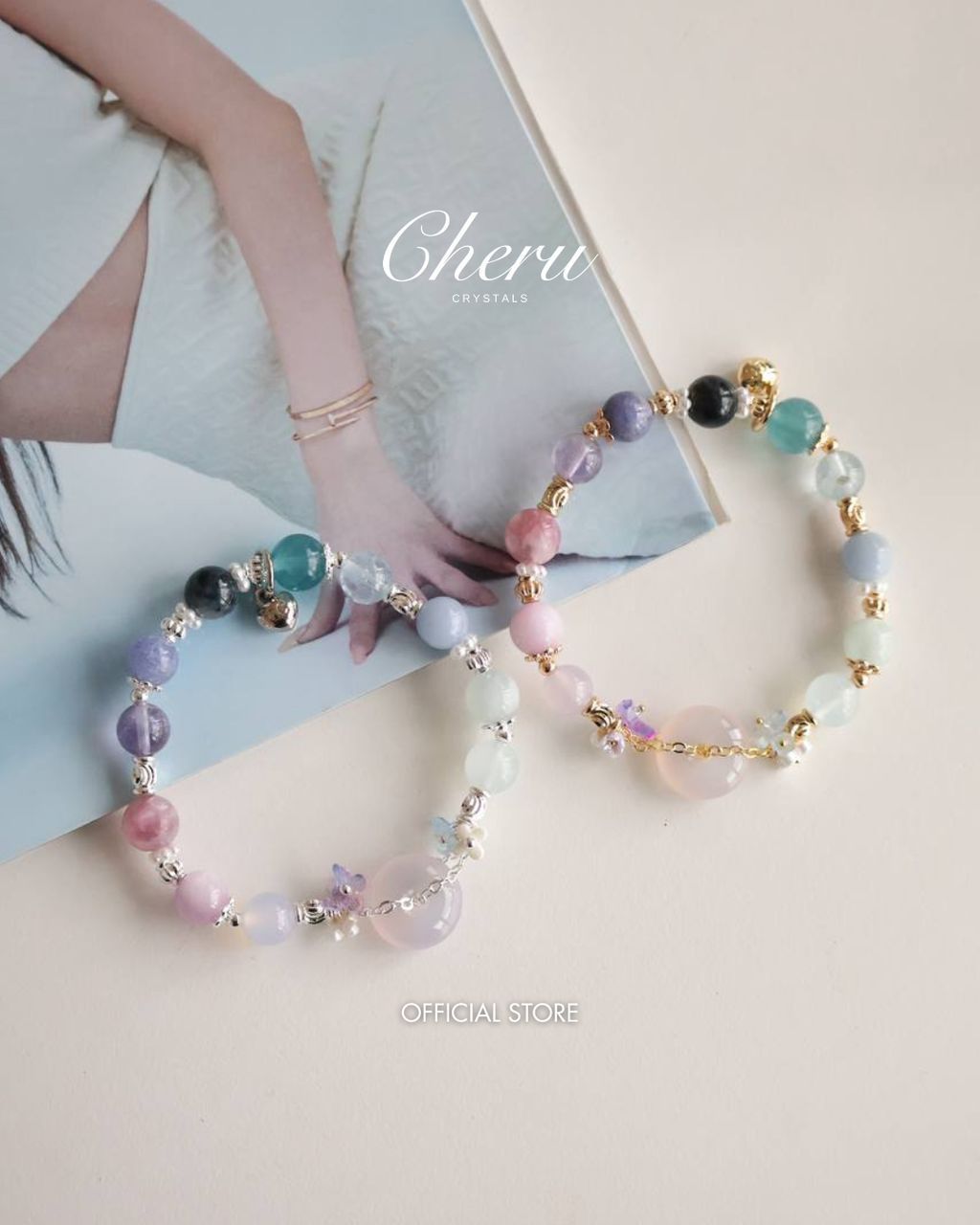 Angelite, Blue Fluorite, Aquamarine, Blue Topaz, Pietersite, Tanzanite, Amethyst, Pink Purple Emerald Mica, Kunzite & Lilac Chalcedony ¡ª Illia Ping An Kou Duobao | 8mm (Elastic)