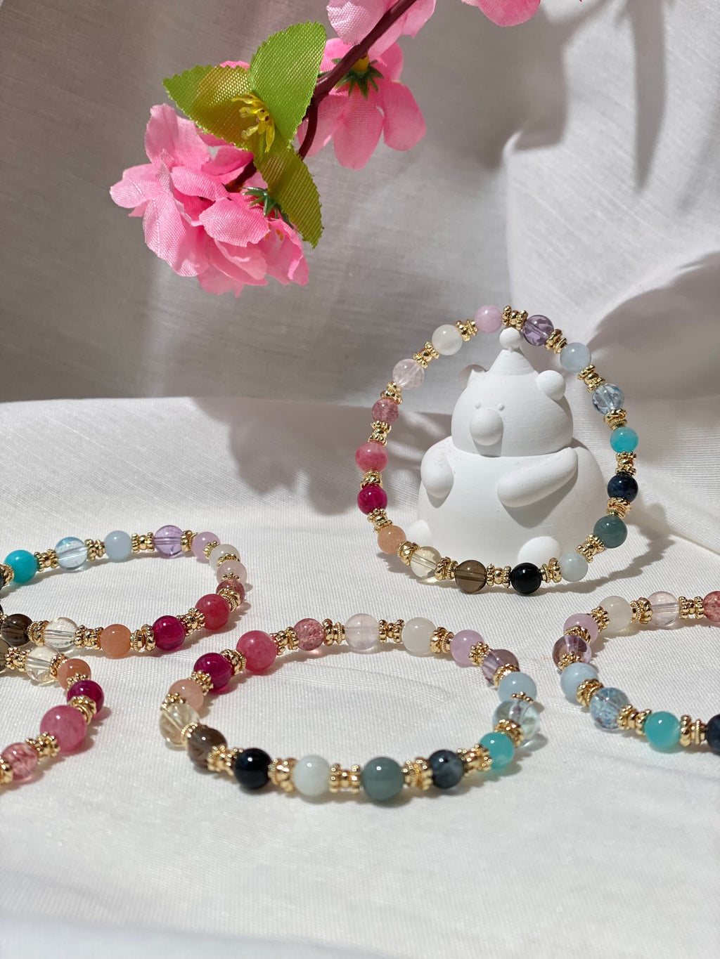 Cheru Customs - Rainbow Duobao ¶౦ 6mm Natural Crystal Stacker Bracelet 15CM