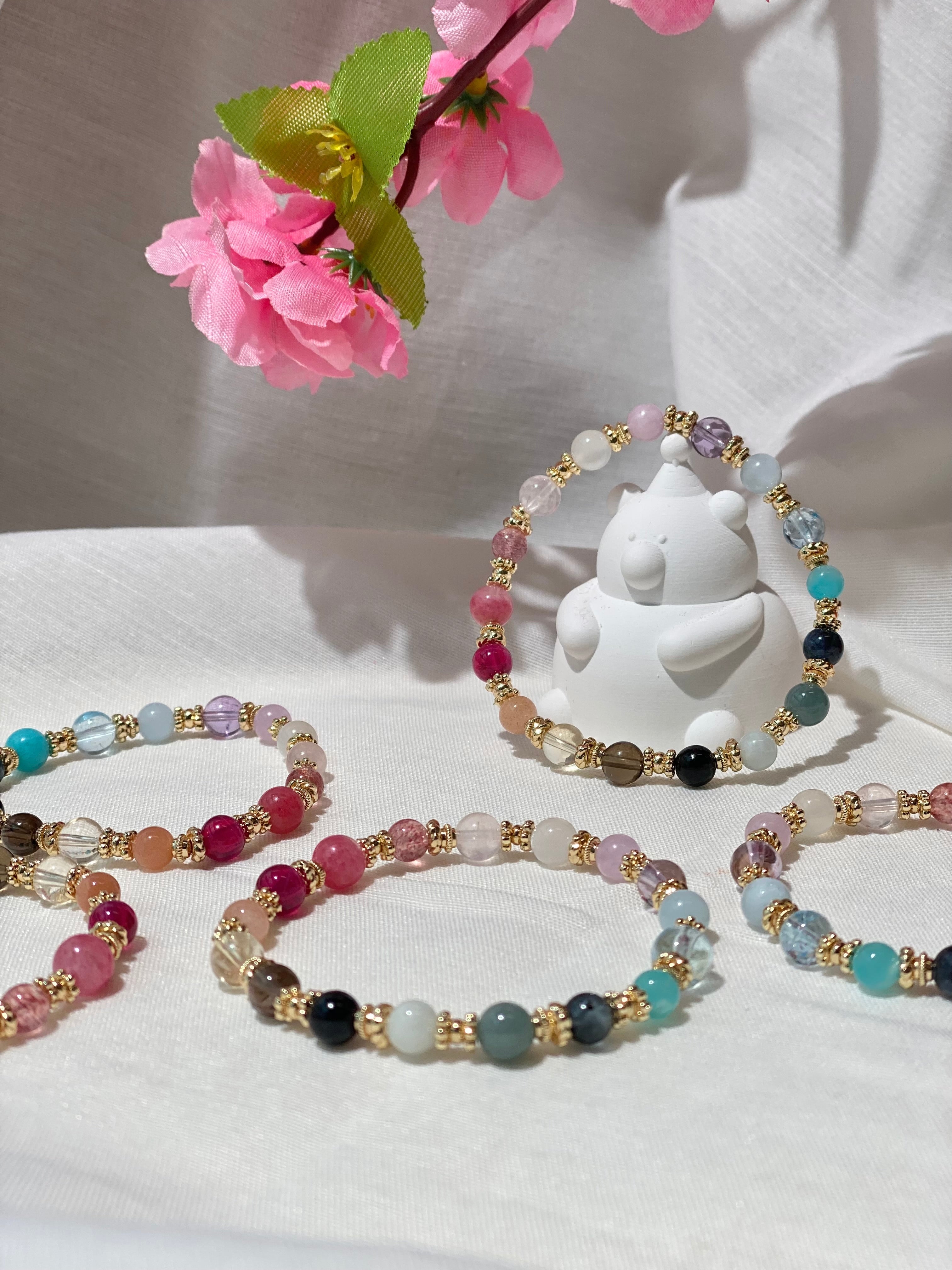 Cheru Customs - Rainbow Duobao ¶౦ 6mm Natural Crystal Stacker Bracelet 15CM