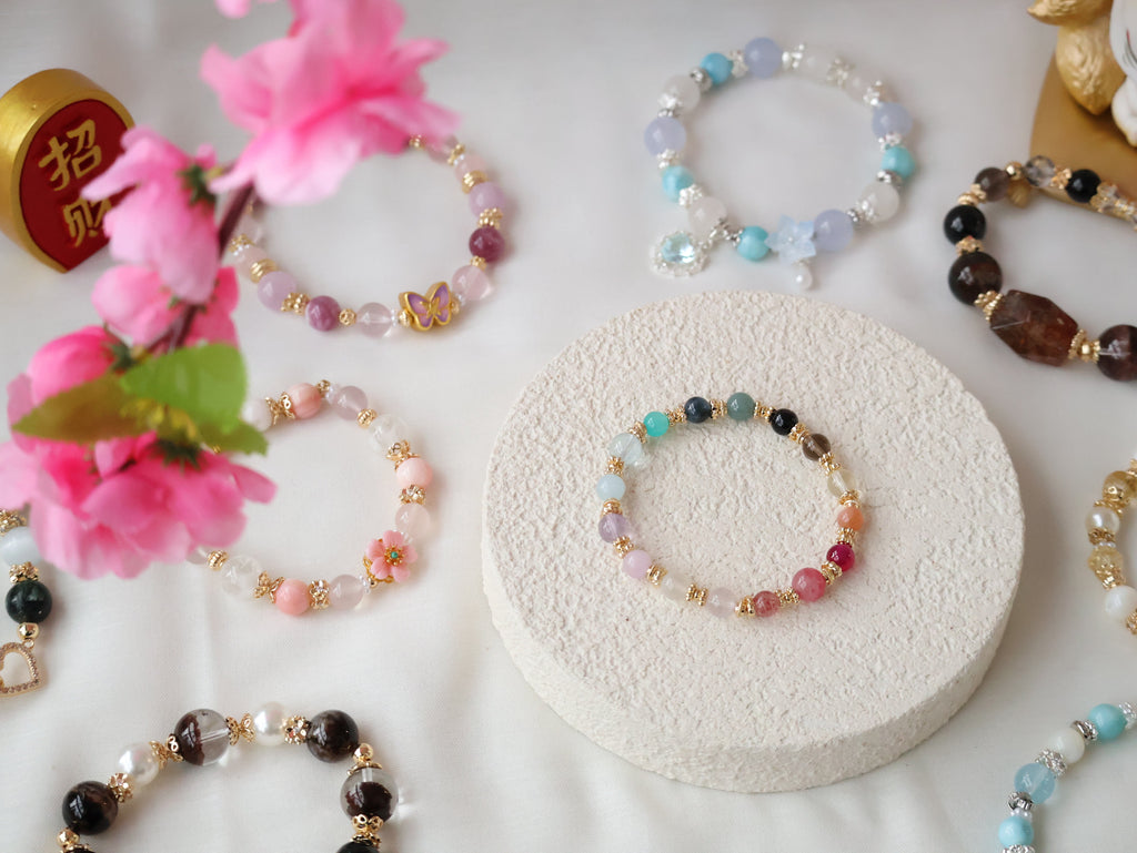 Cheru Customs - Rainbow Duobao ¶౦ 6mm Natural Crystal Stacker Bracelet 15CM