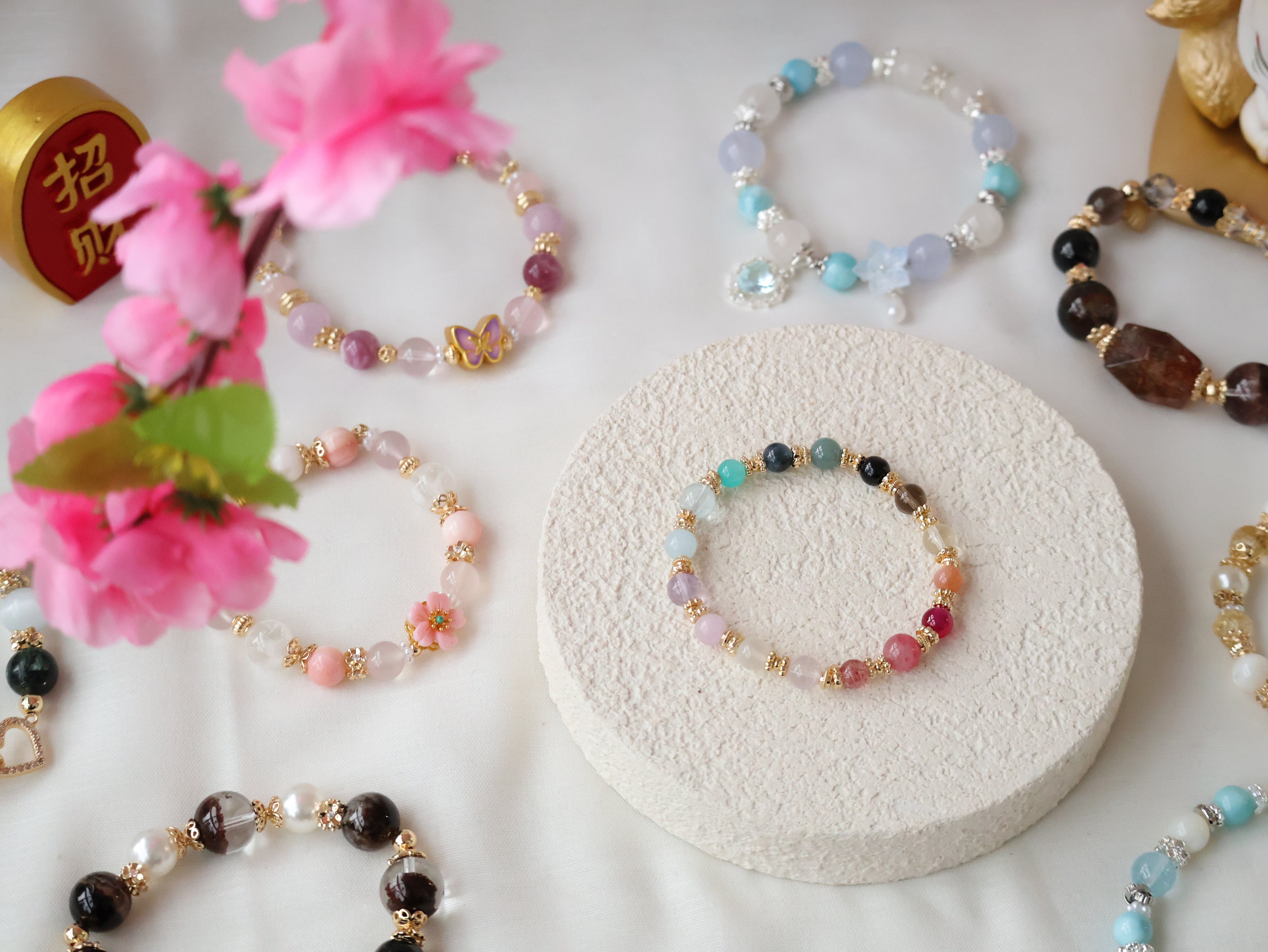Cheru Customs - Rainbow Duobao ¶౦ 6mm Natural Crystal Stacker Bracelet 15CM