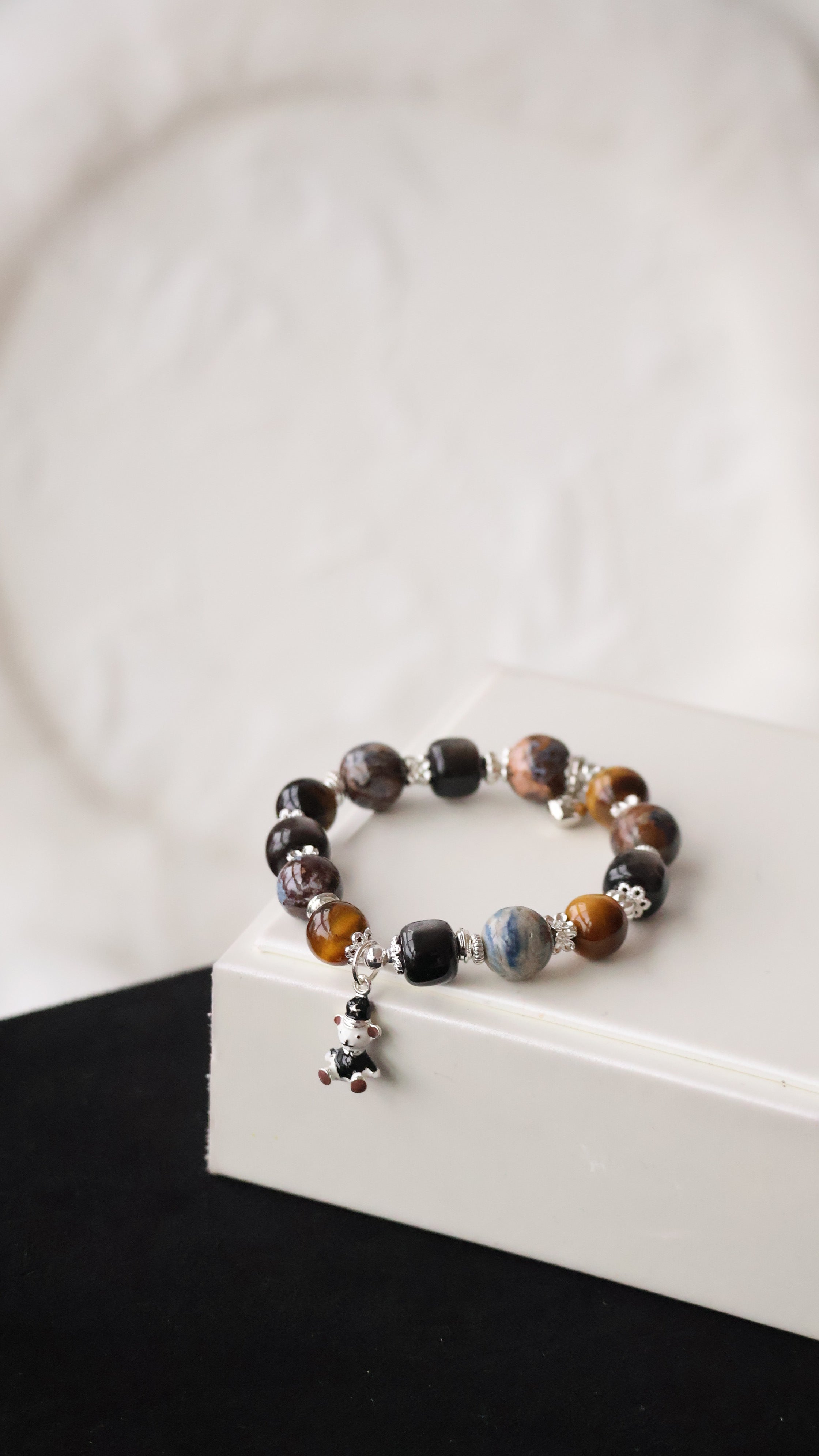 Pietersite, Silver Sheen Obsidian, Devil Blue Aquamarine, Moonstone & Tiger¡¯s Eye Crystal Bracelet ¡ª Polo RL | 6mm / 8mm / 10mm (Elastic)