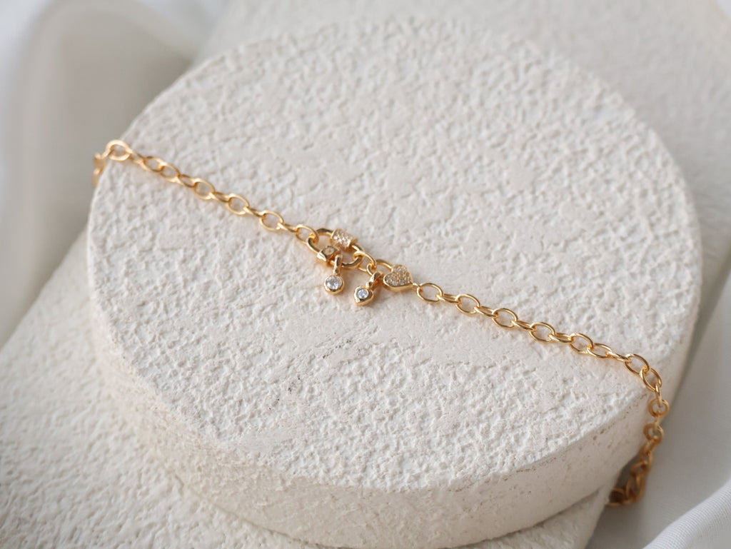 *Luna&Lithoss* Ramona Heart Locket Gold Bracelet AU750