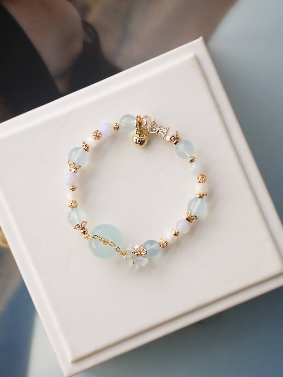 Aquamarine, White Conch & Blue Lace Agate ¡ª Everfae Ping An Kou Series | 8mm (Elastic)