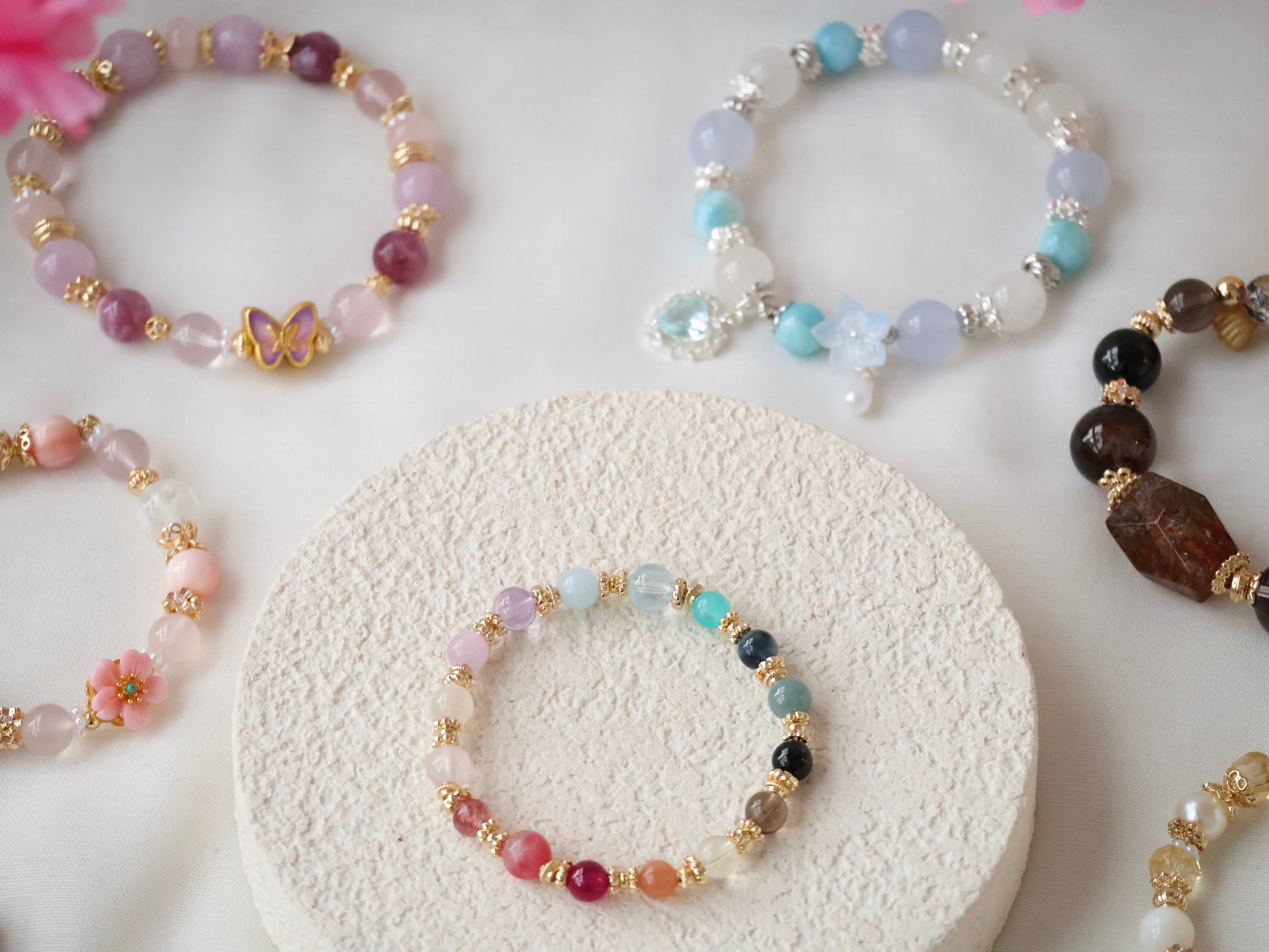 Cheru Customs - Rainbow Duobao ¶౦ 6mm Natural Crystal Stacker Bracelet 15CM