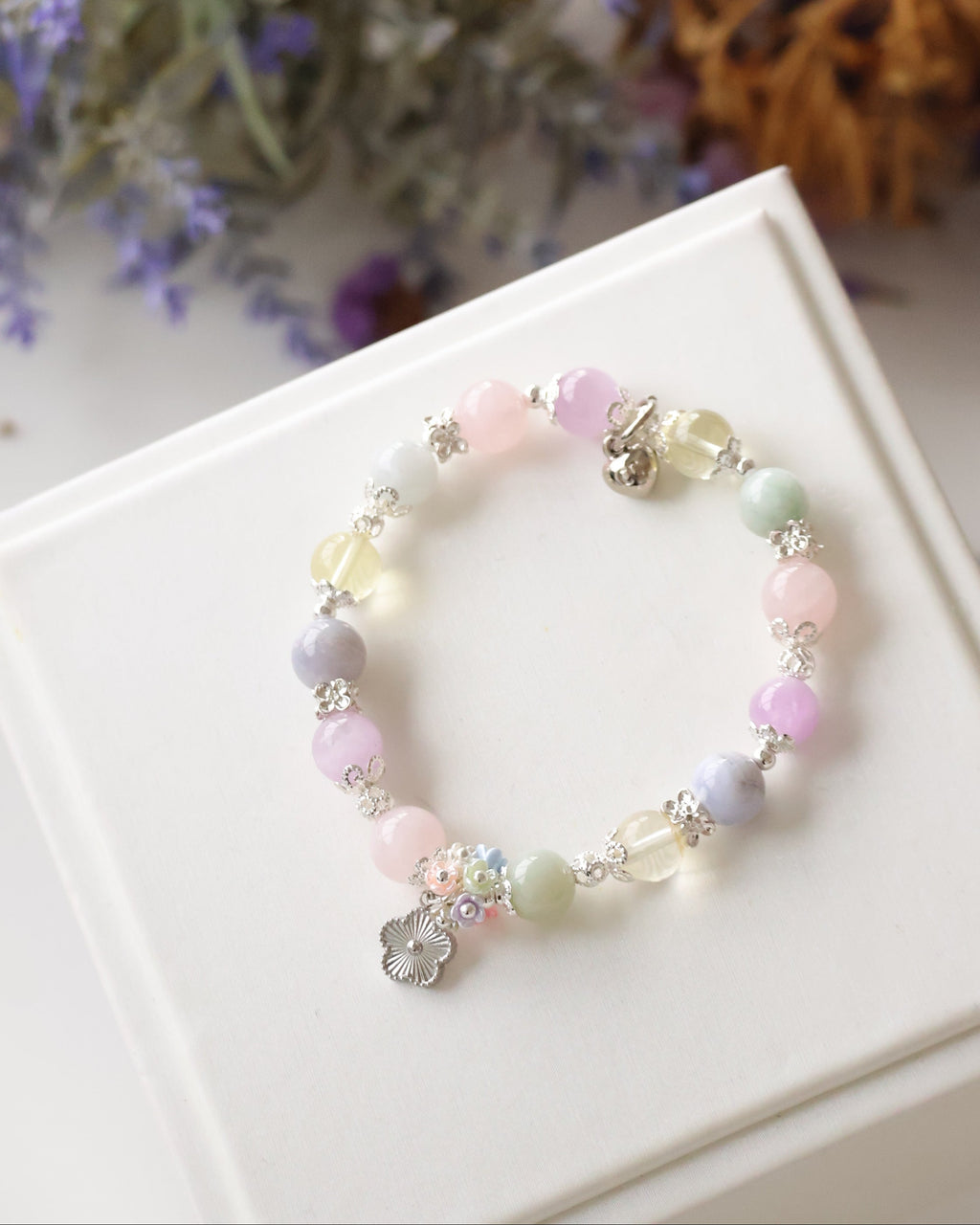 Rose Quartz, Kunzite, Blue Lace Agate, Lemon Quartz, Green Jadeite ¡ª Floryn | 8mm (Elastic)