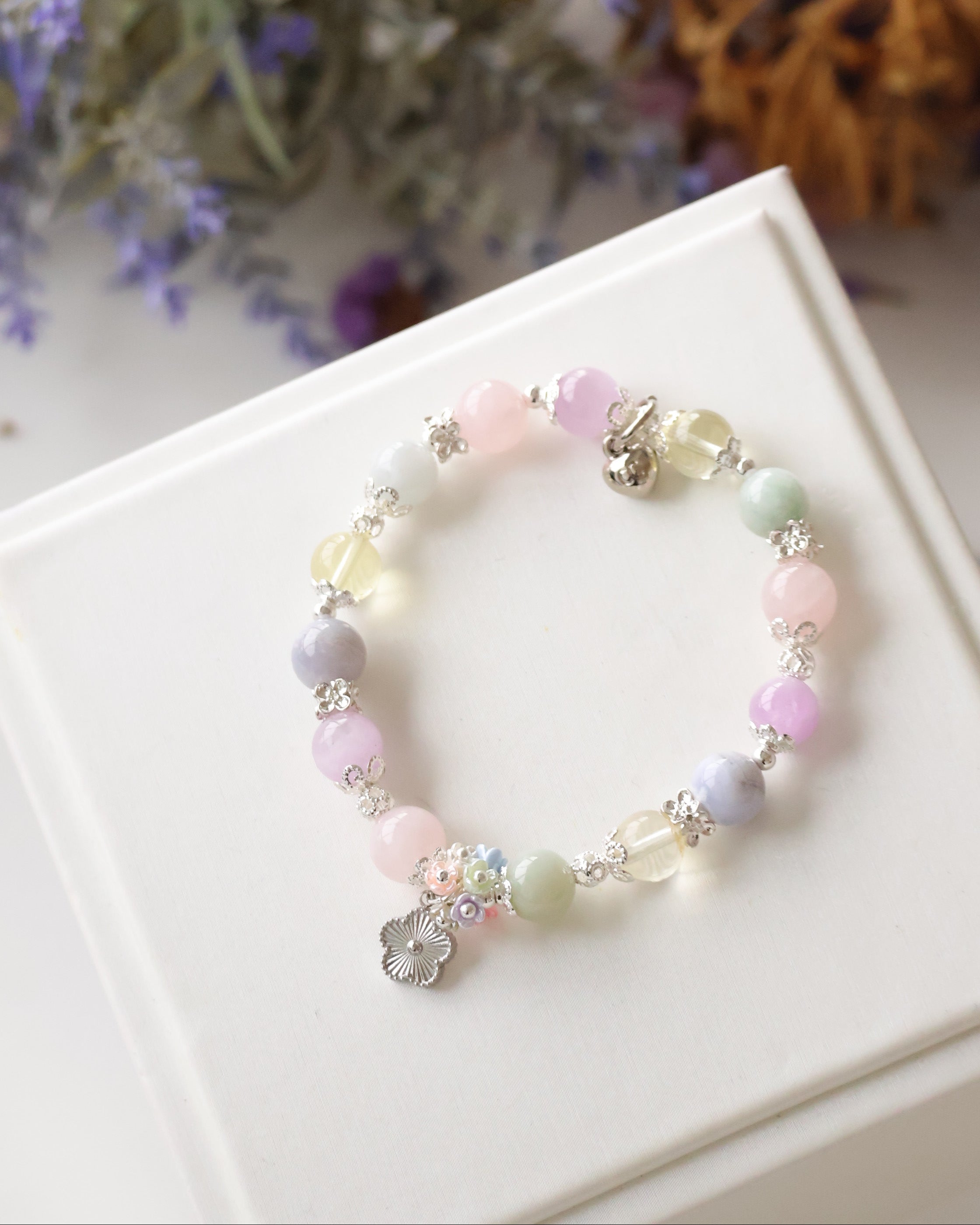 Rose Quartz, Kunzite, Blue Lace Agate, Lemon Quartz, Green Jadeite ¡ª Floryn | 8mm (Elastic)