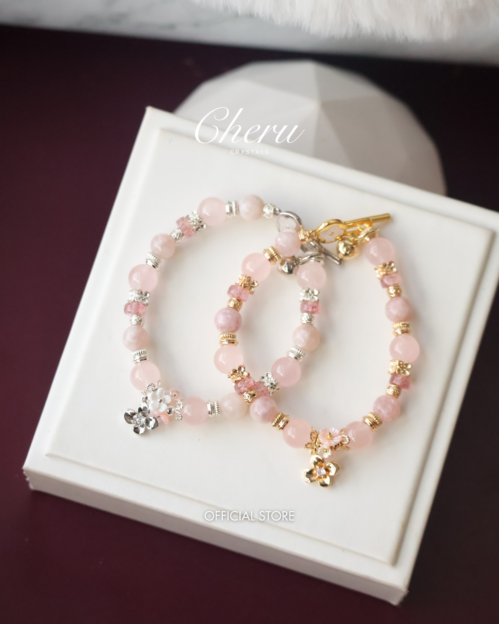 Strawberry Quartz, Pink Purple Emerald Mica & Rose Quartz ¡ª Pink Reverie | 8mm (OT Claps, Elastic)