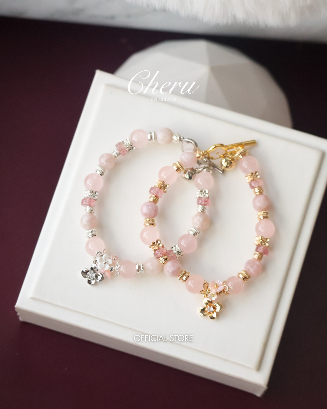 Strawberry Quartz, Pink Purple Emerald Mica & Rose Quartz ¡ª Pink Reverie | 8mm (OT Claps, Elastic)