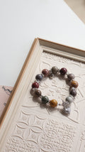 *Luna&Lithoss* Alashan Agate with Sparkly Heart & OT Clasp Natural Crystal Bracelet (Elastic)