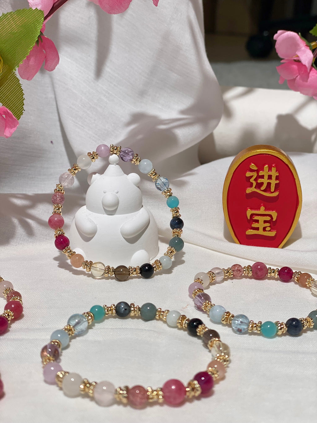 Cheru Customs - Rainbow Duobao ¶౦ 6mm Natural Crystal Stacker Bracelet 15CM