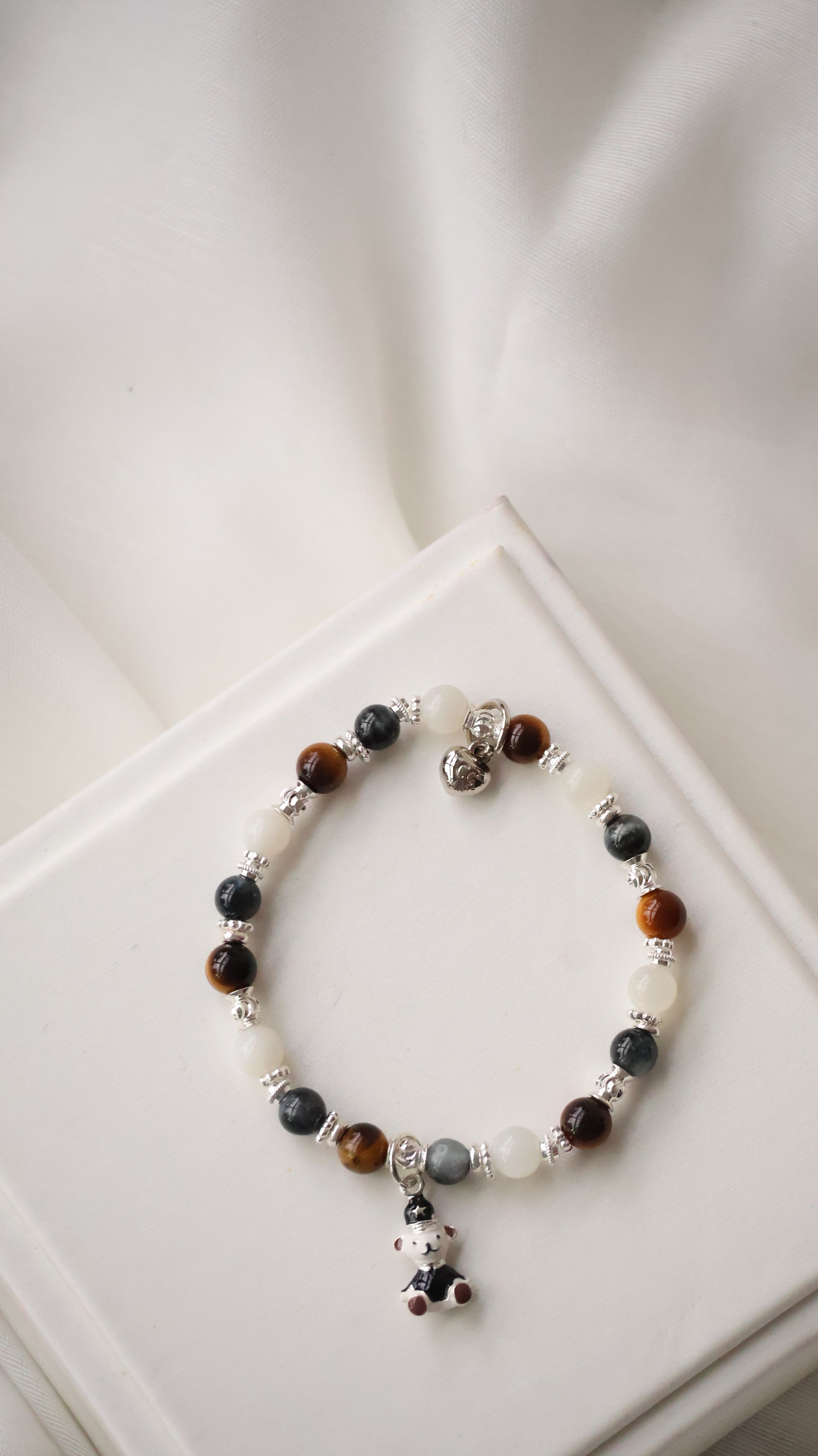 Pietersite, Silver Sheen Obsidian, Devil Blue Aquamarine, Moonstone & Tiger¡¯s Eye Crystal Bracelet ¡ª Polo RL | 6mm / 8mm / 10mm (Elastic)