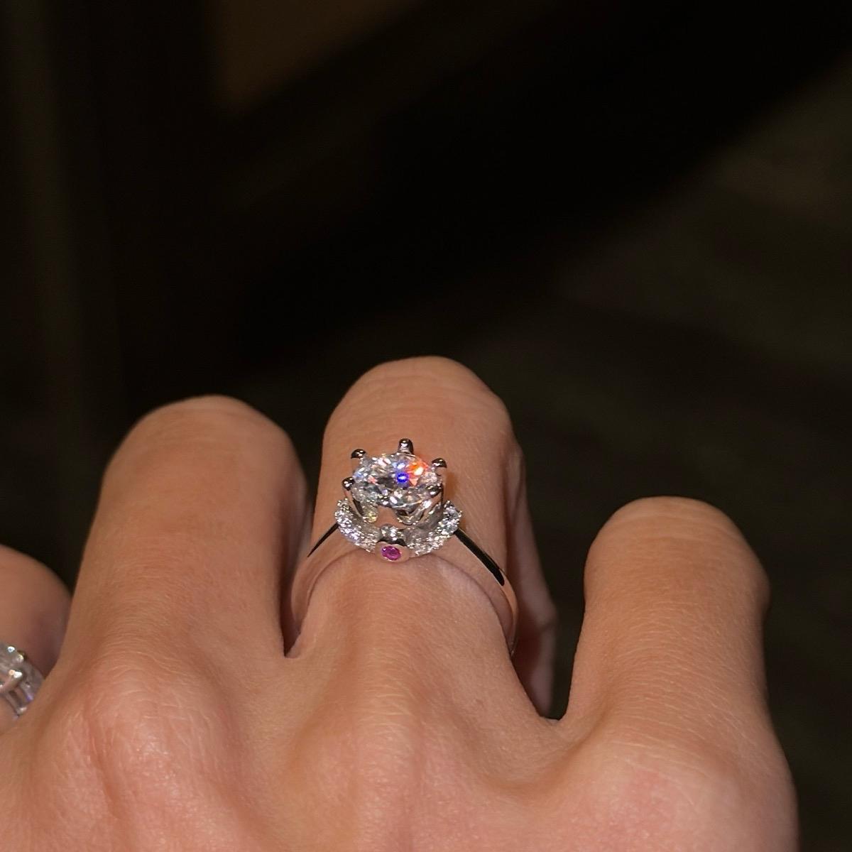 *Luna&Lithoss* Chasity 1CT Moissanite Gift Ring AU750