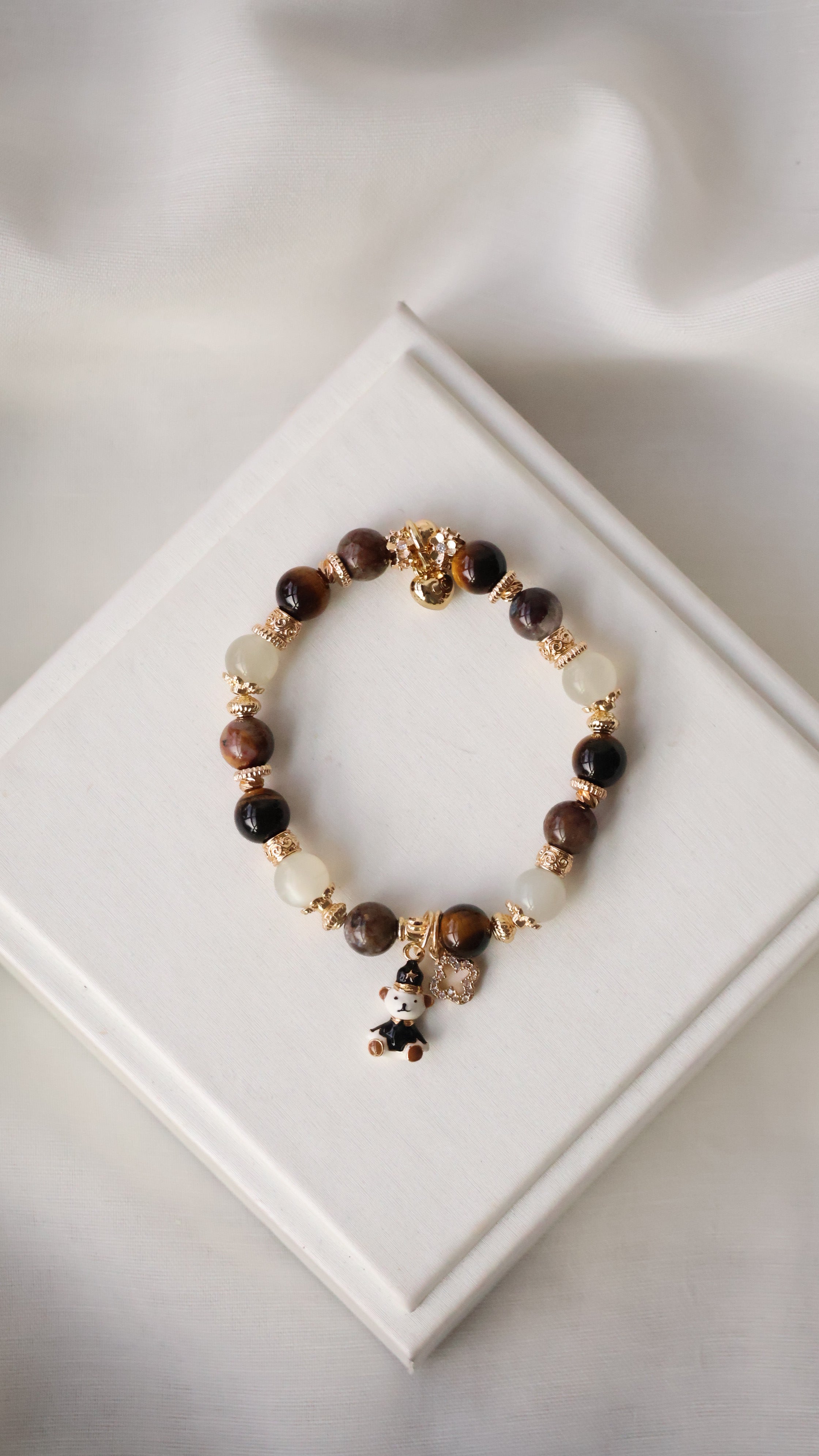 Pietersite, Silver Sheen Obsidian, Devil Blue Aquamarine, Moonstone & Tiger¡¯s Eye Crystal Bracelet ¡ª Polo RL | 6mm / 8mm / 10mm (Elastic)