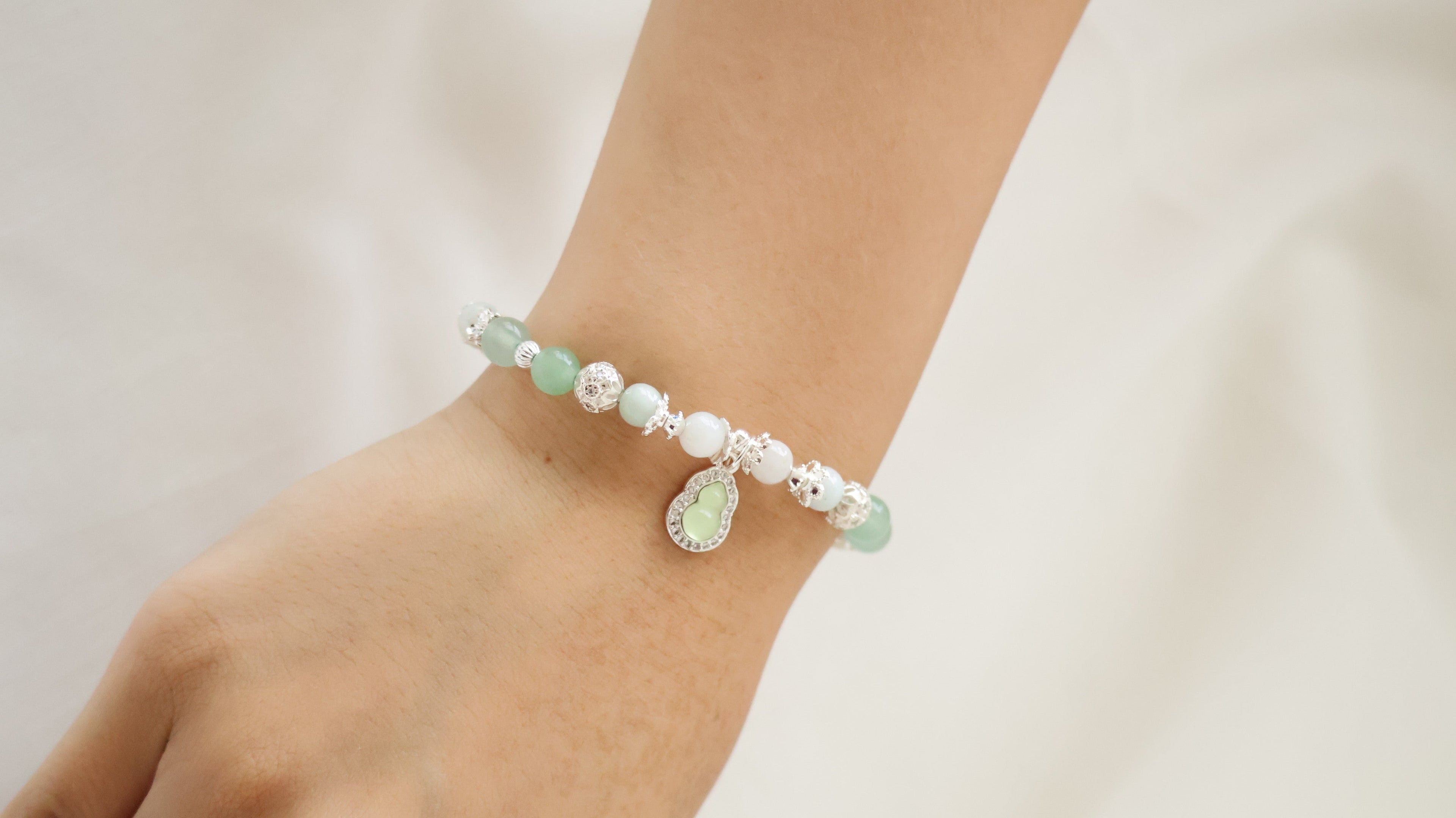 Green Jadeite & Green Aventurine, Rose Quartz & Whie Jadeite, Girasol Quartz & Clear Quartz ¡ª Mini Hulu Series | 8mm (Elastic)