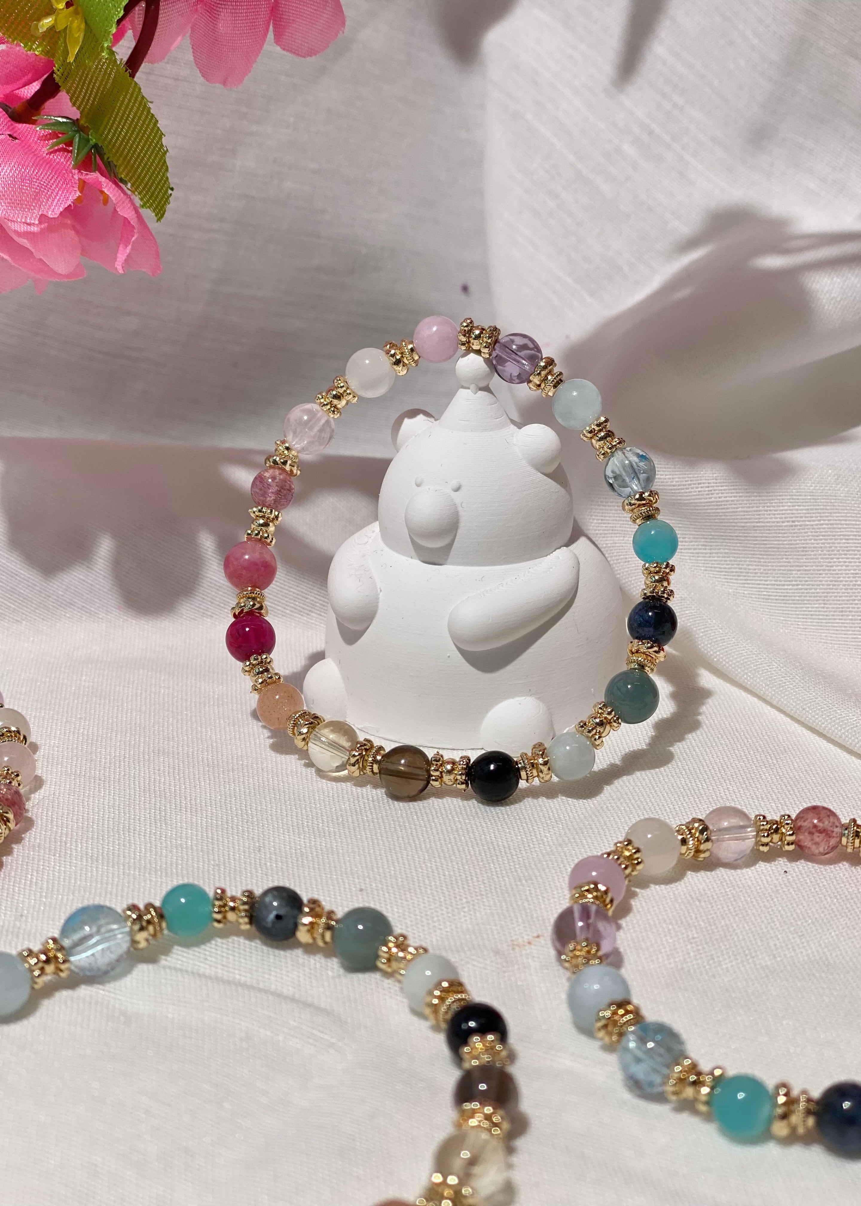 Cheru Customs - Rainbow Duobao ¶౦ 6mm Natural Crystal Stacker Bracelet 15CM