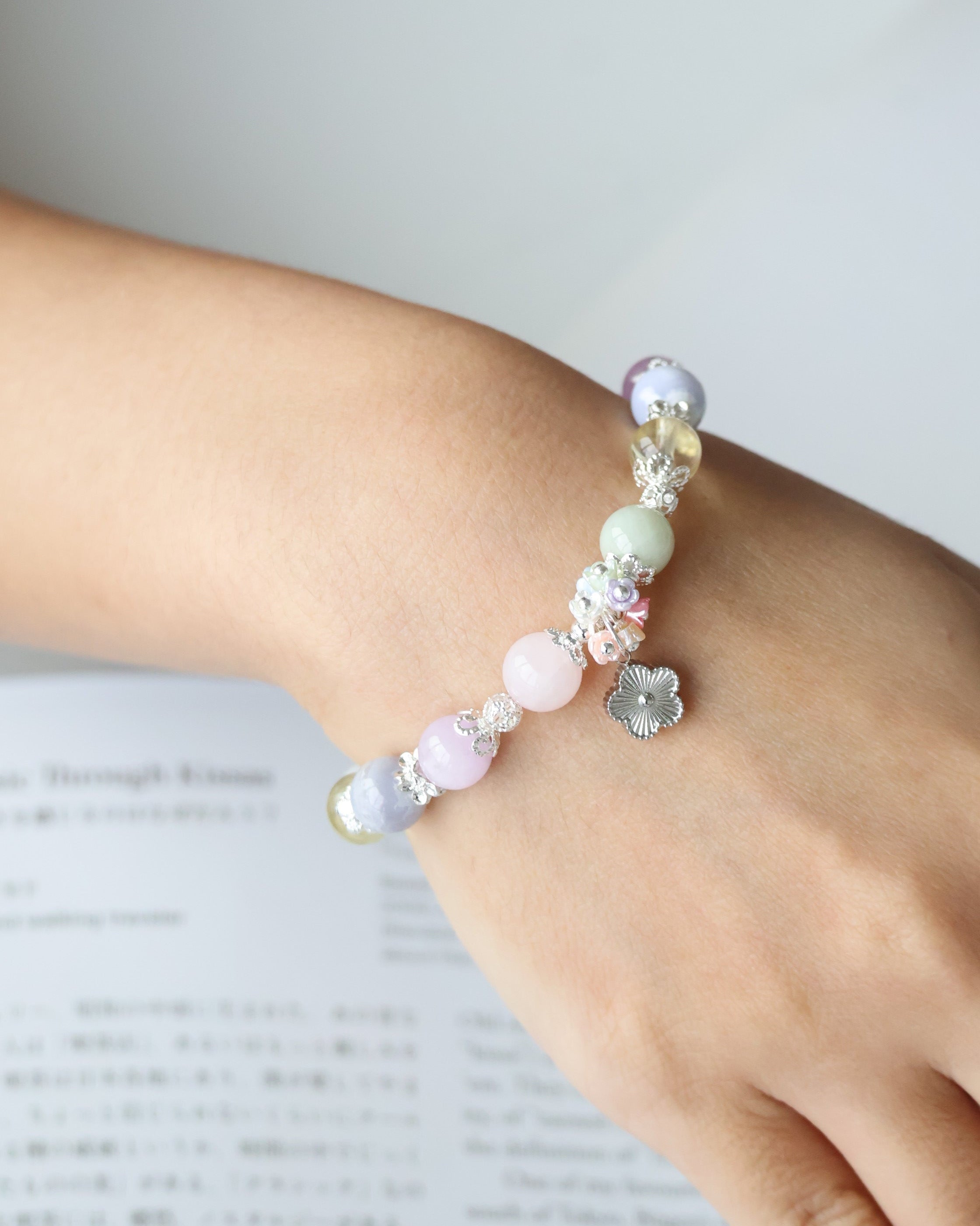 Rose Quartz, Kunzite, Blue Lace Agate, Lemon Quartz, Green Jadeite ¡ª Floryn | 8mm (Elastic)