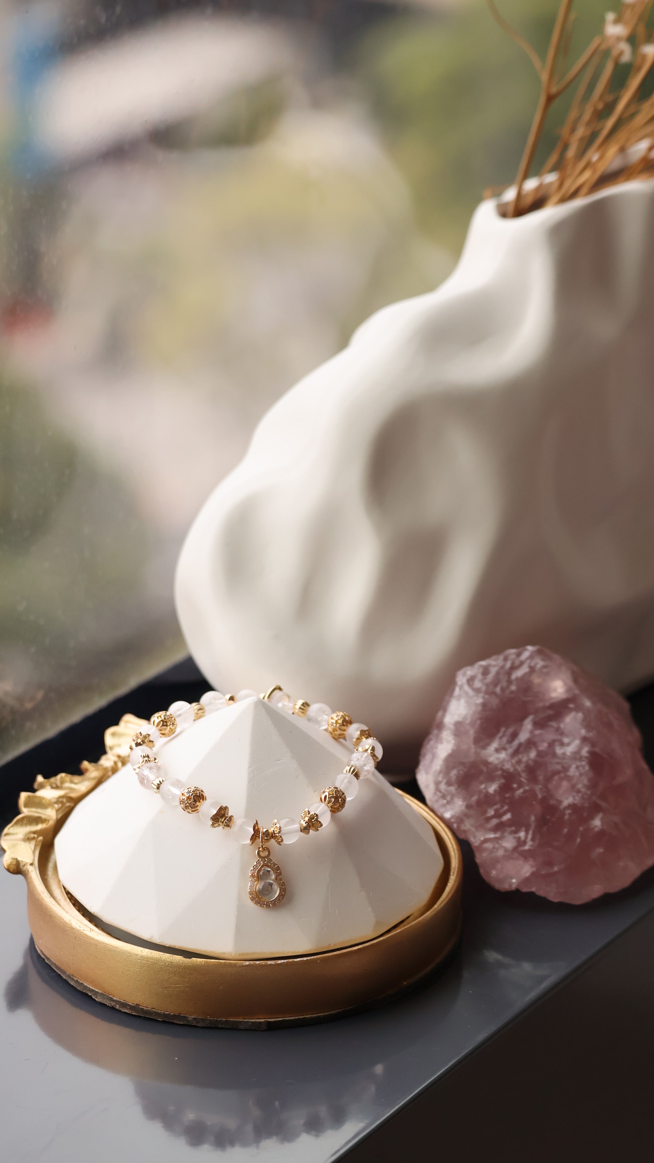 Green Jadeite & Green Aventurine, Rose Quartz & Whie Jadeite, Girasol Quartz & Clear Quartz ¡ª Mini Hulu Series | 8mm (Elastic)
