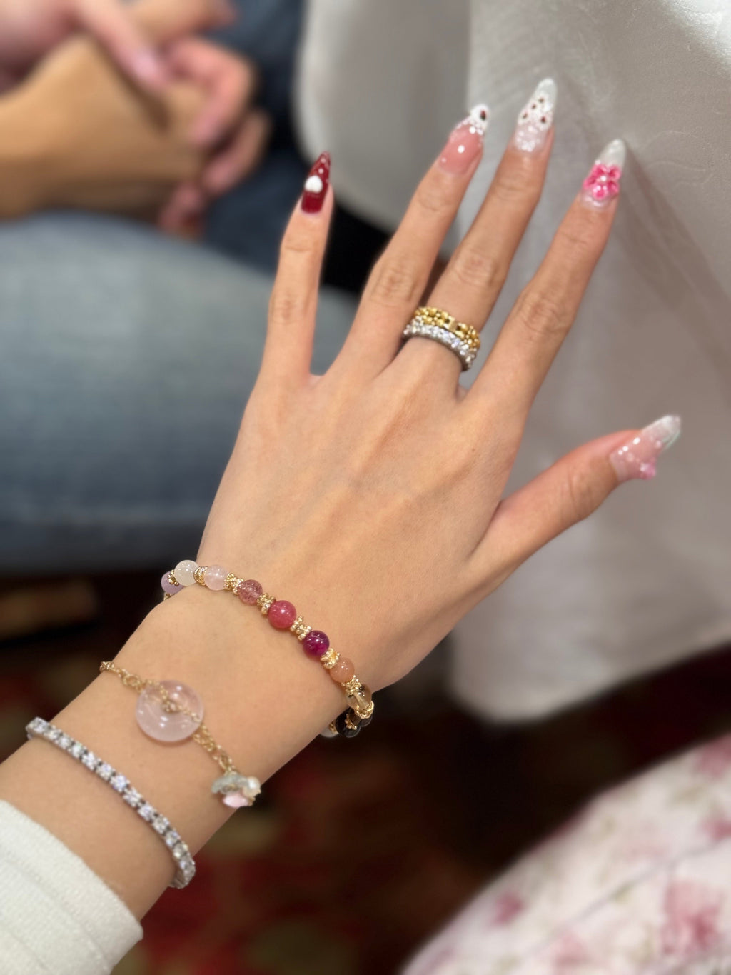 Cheru Customs - Rainbow Duobao ¶౦ 6mm Natural Crystal Stacker Bracelet 15CM