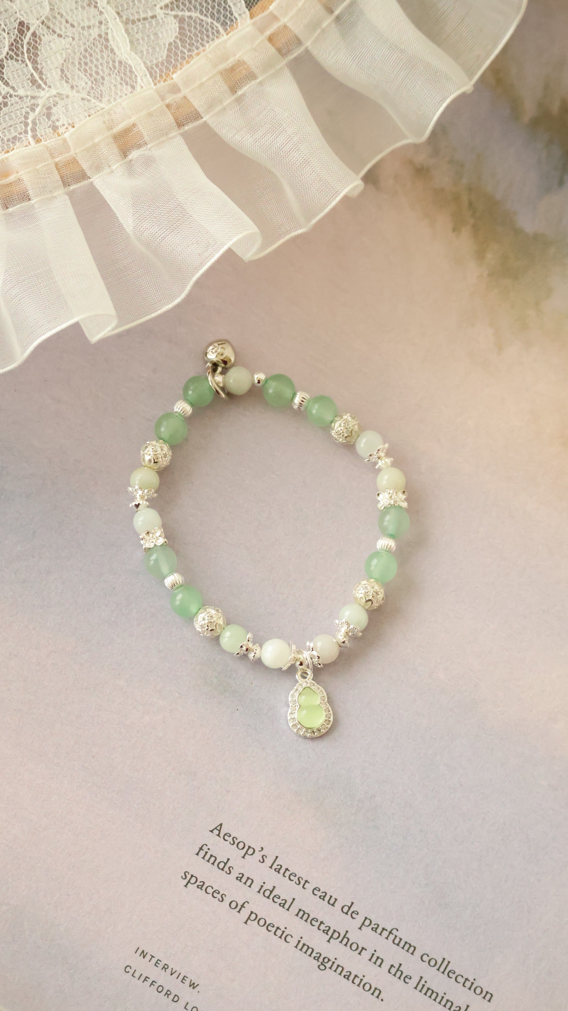Green Jadeite & Green Aventurine, Rose Quartz & Whie Jadeite, Girasol Quartz & Clear Quartz ¡ª Mini Hulu Series | 8mm (Elastic)