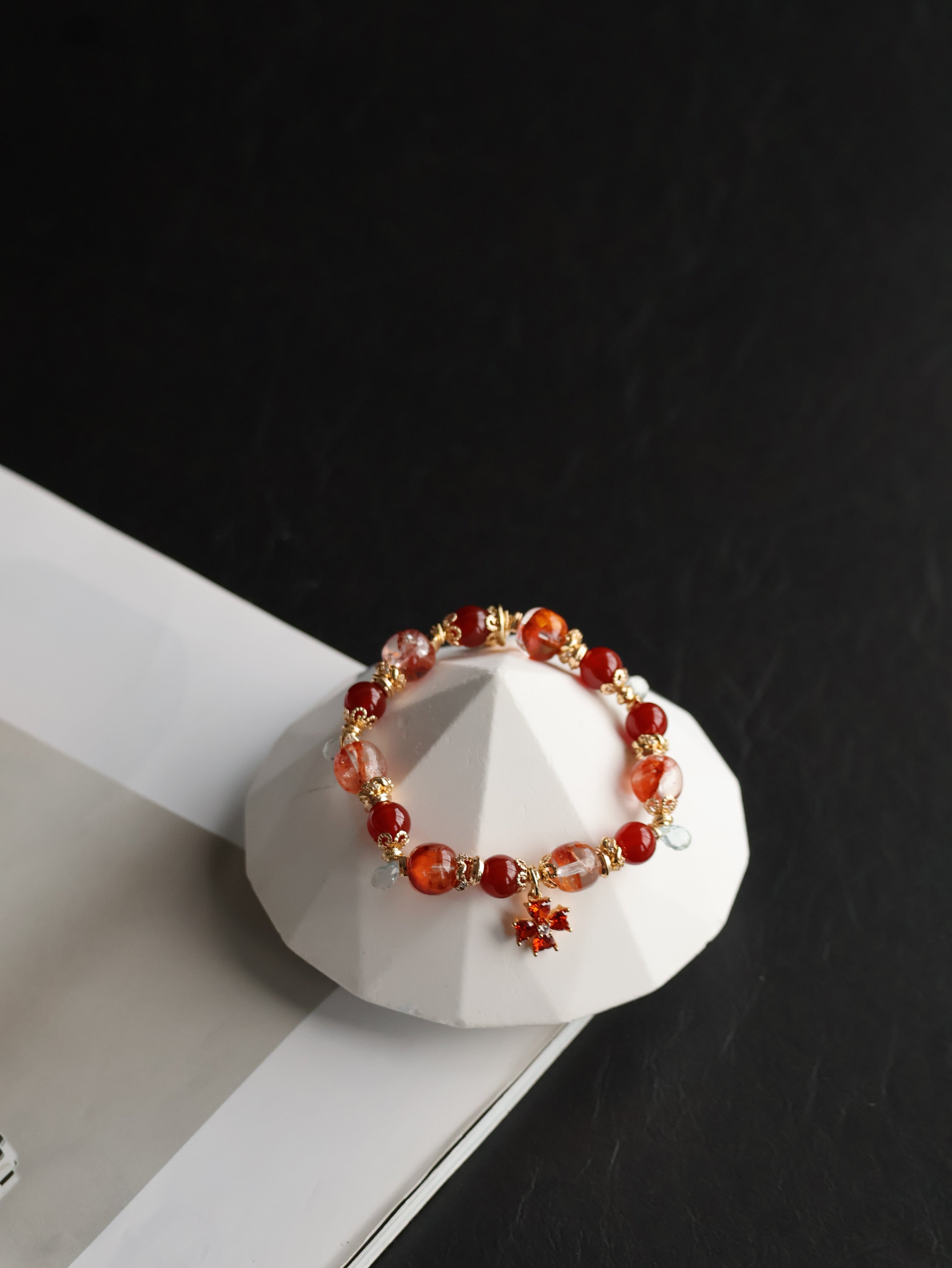 Fire Quartz, Carnelian & Blue Topaz Crystal Bracelet ¡ª Xiel Fire | 8mm (Elastic)