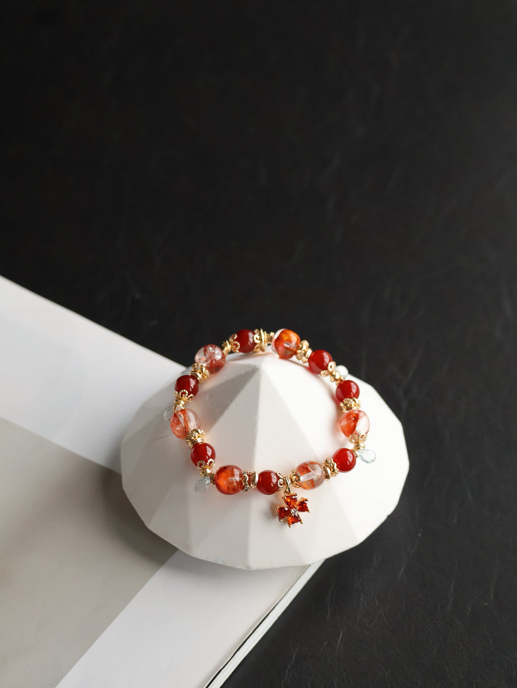 Fire Quartz, Carnelian & Blue Topaz Crystal Bracelet ¡ª Xiel Fire | 8mm (Elastic)