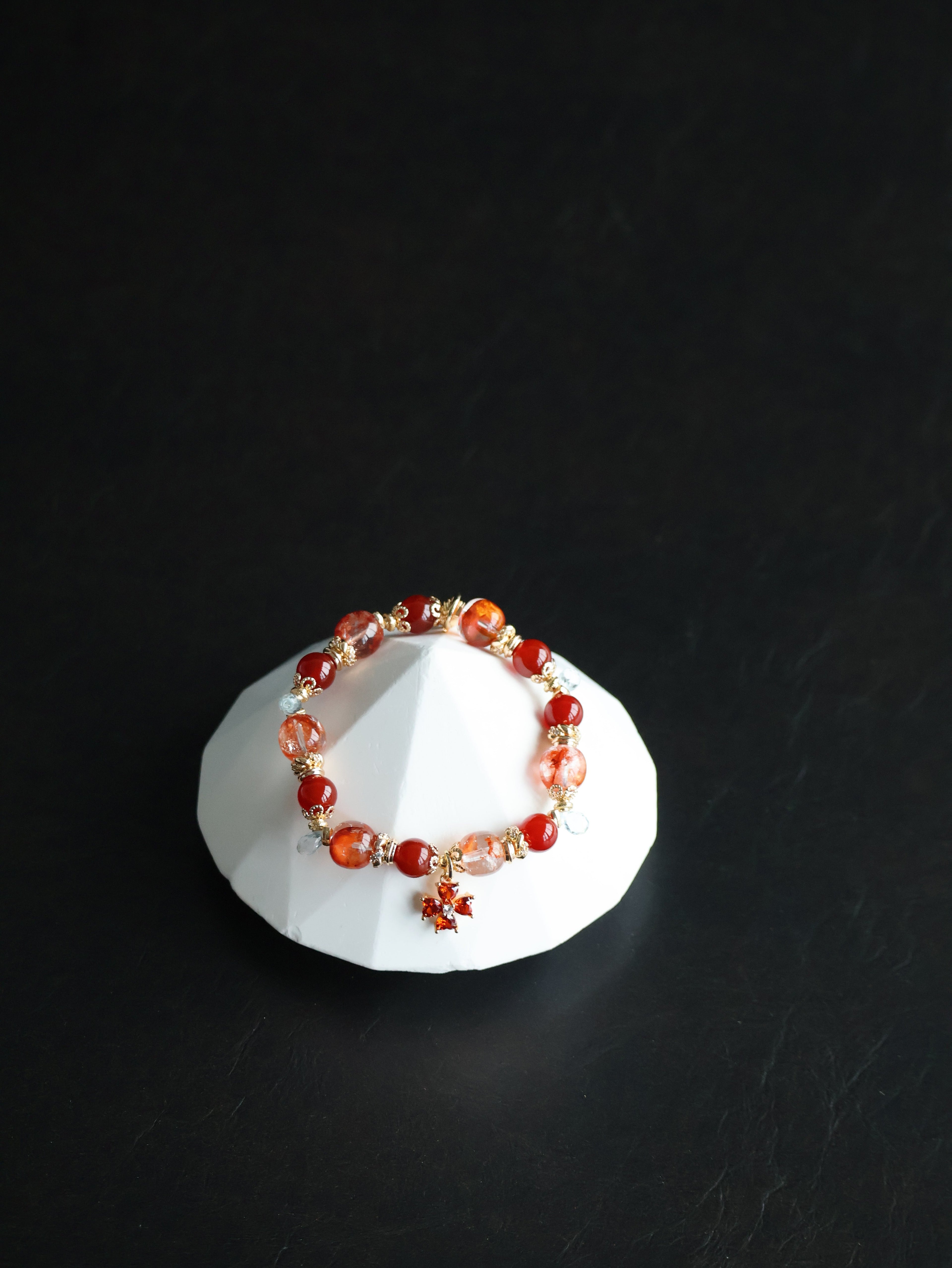 Fire Quartz, Carnelian & Blue Topaz Crystal Bracelet ¡ª Xiel Fire | 8mm (Elastic)