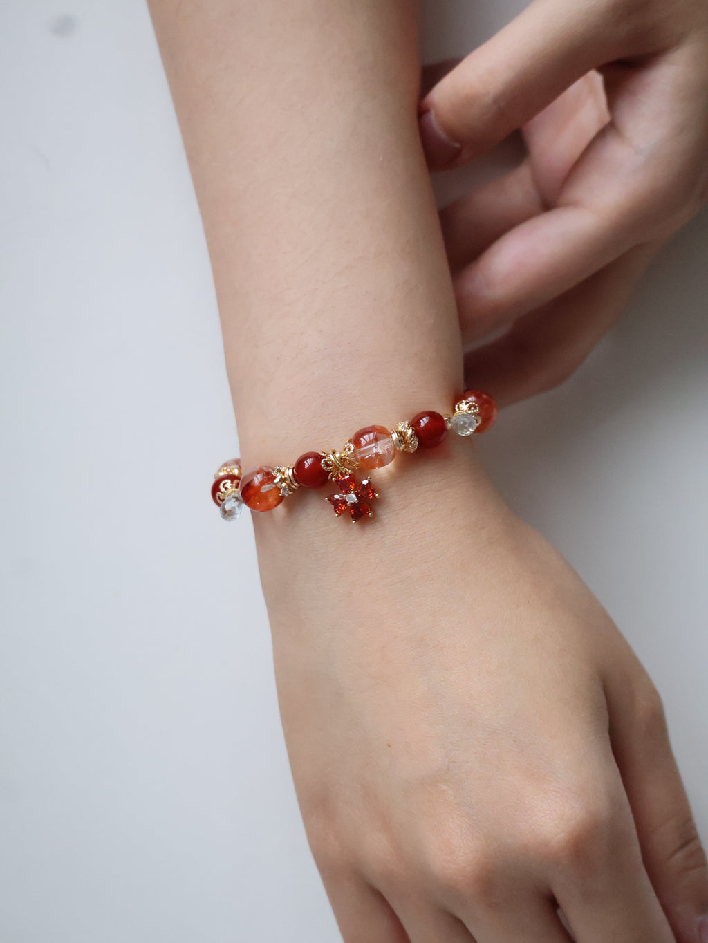 Fire Quartz, Carnelian & Blue Topaz Crystal Bracelet ¡ª Xiel Fire | 8mm (Elastic)