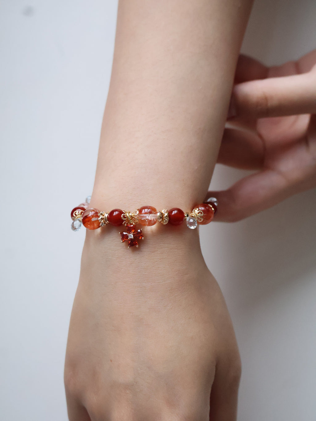 Fire Quartz, Carnelian & Blue Topaz Crystal Bracelet ¡ª Xiel Fire | 8mm (Elastic)