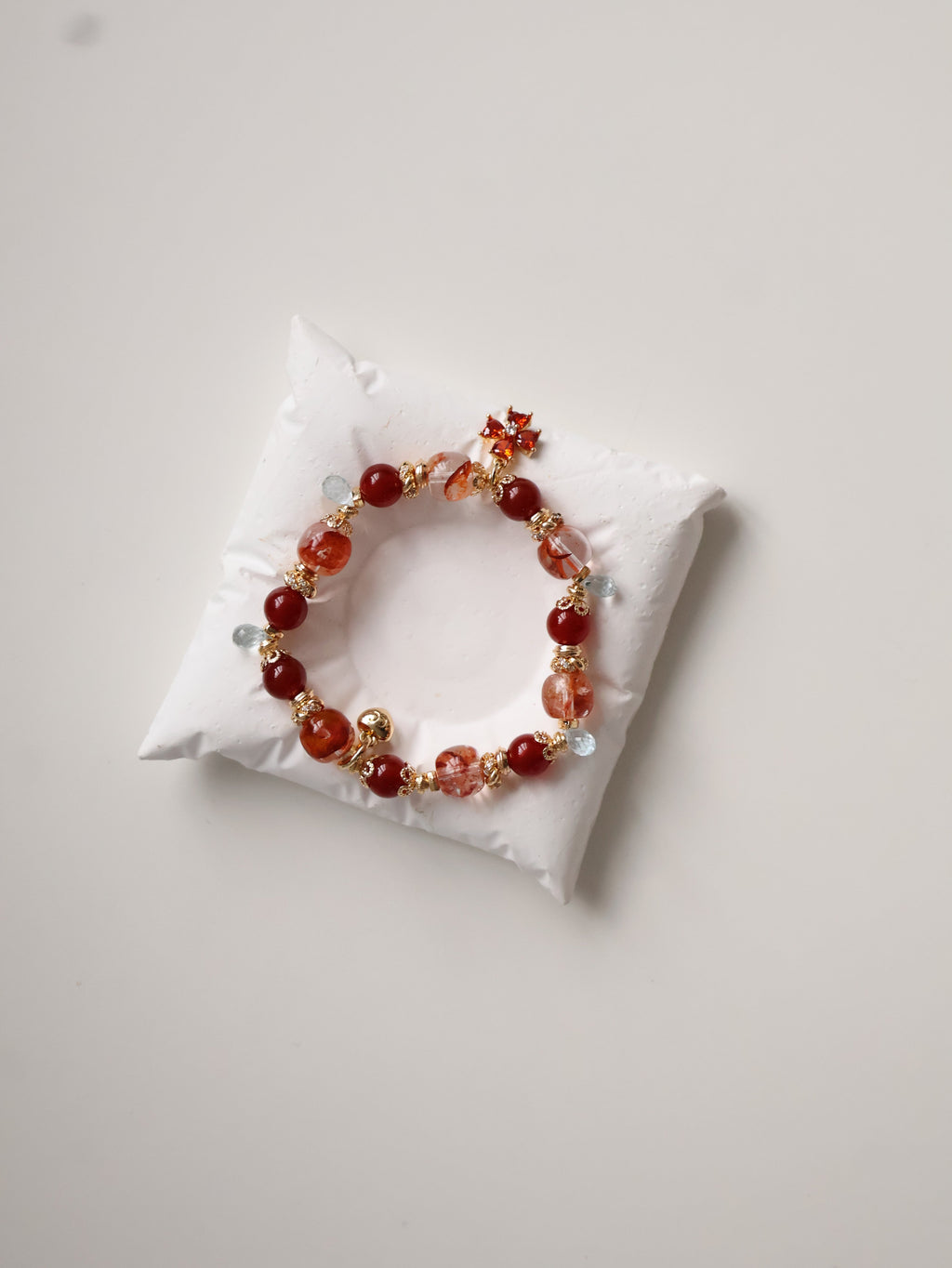 Fire Quartz, Carnelian & Blue Topaz Crystal Bracelet ¡ª Xiel Fire | 8mm (Elastic)