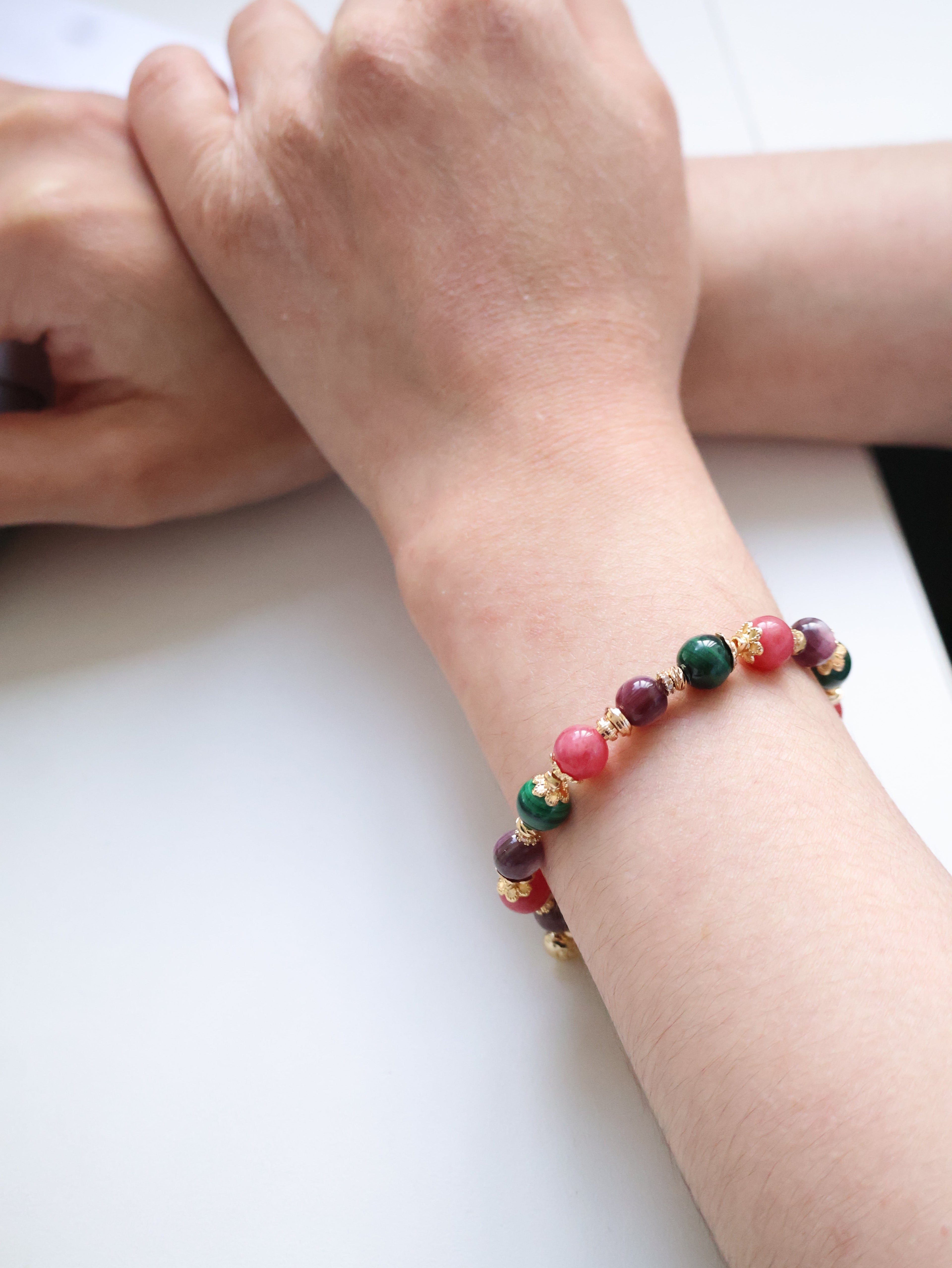 Malachite, Rhodonite, Lepidolite ¡ª Scorpio Horoscope Series | 8mm (Elastic)