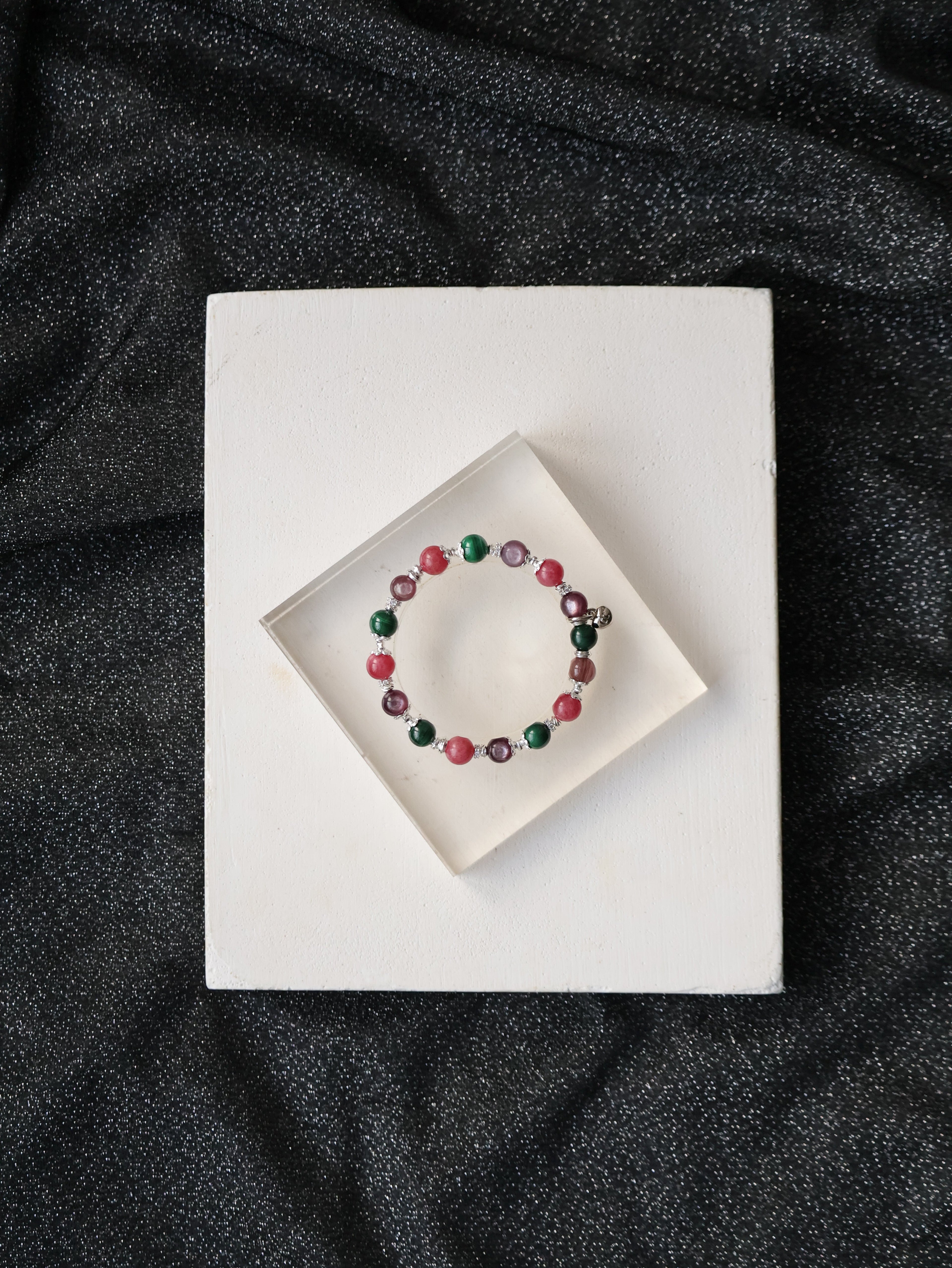 Malachite, Rhodonite, Lepidolite ¡ª Scorpio Horoscope Series | 8mm (Elastic)