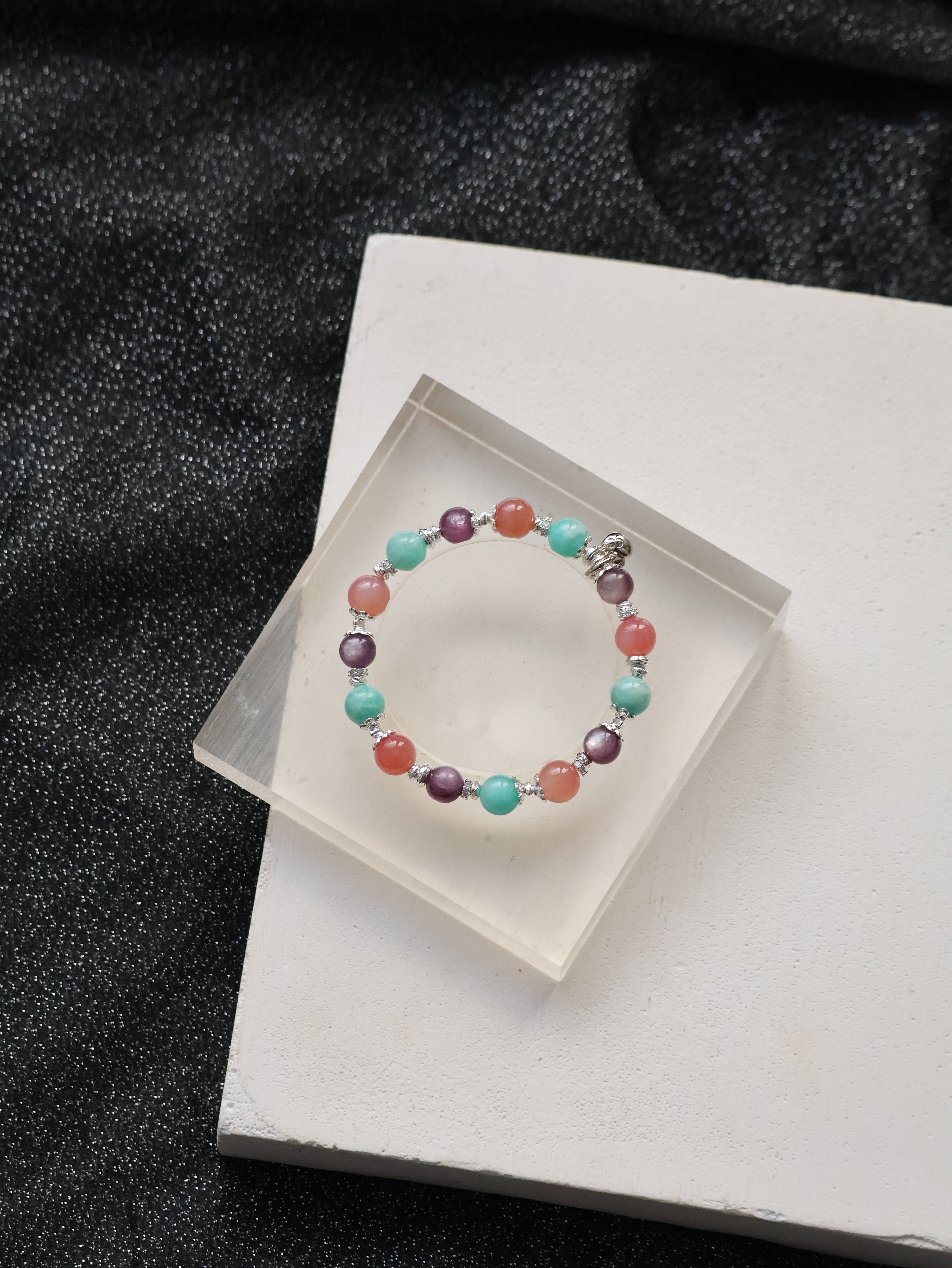 Yan Yuan Agate, Amazonite & Lepidolite Crystal Bracelet ¡ª Virgo Horoscope Series | 8mm (Elastic)