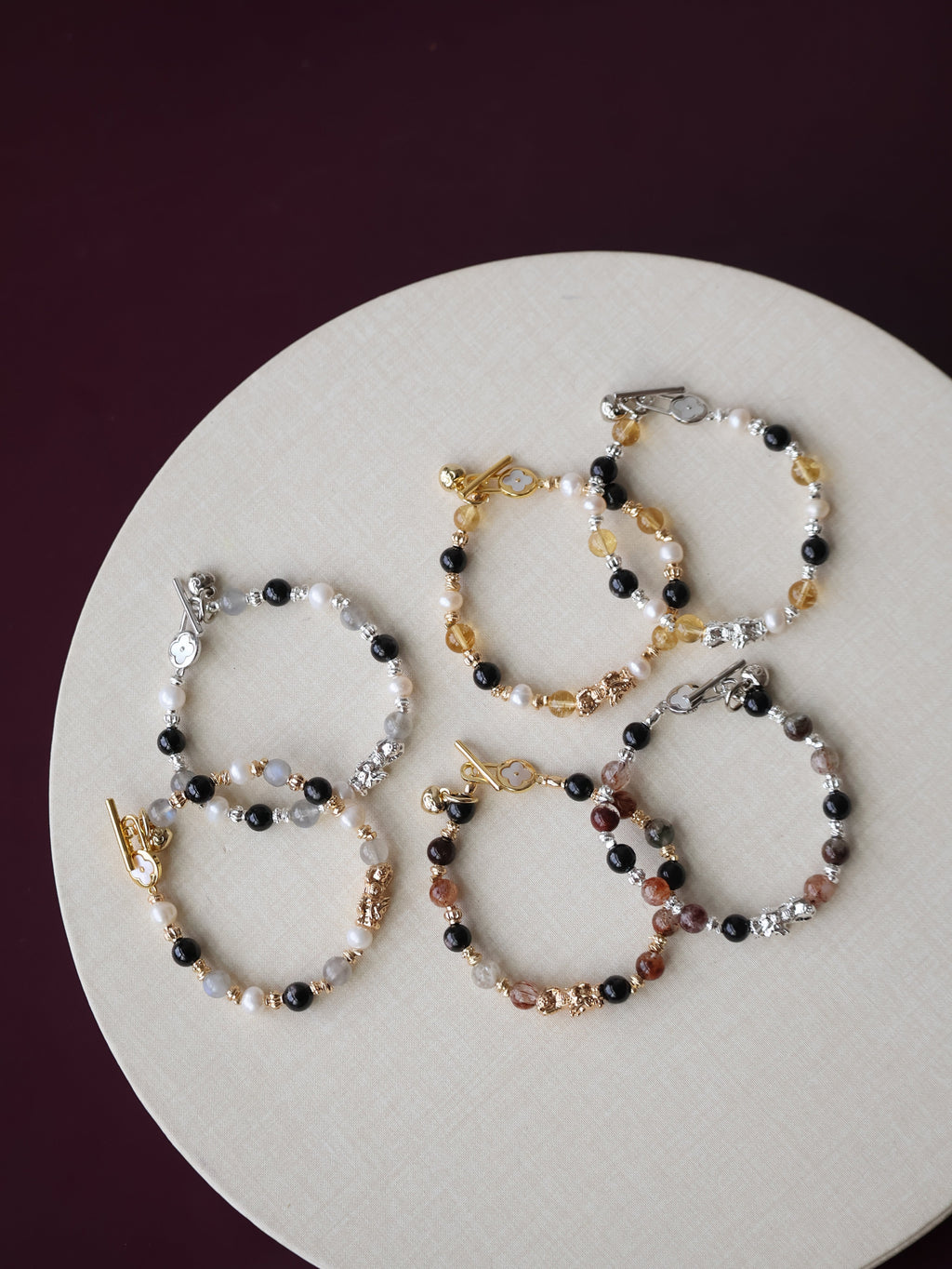 Labradorite, Citrine & Black Gold Super 7 Pixiu Crystal Bracelet ¡ª 6mm (OT Clasp, Elastic)