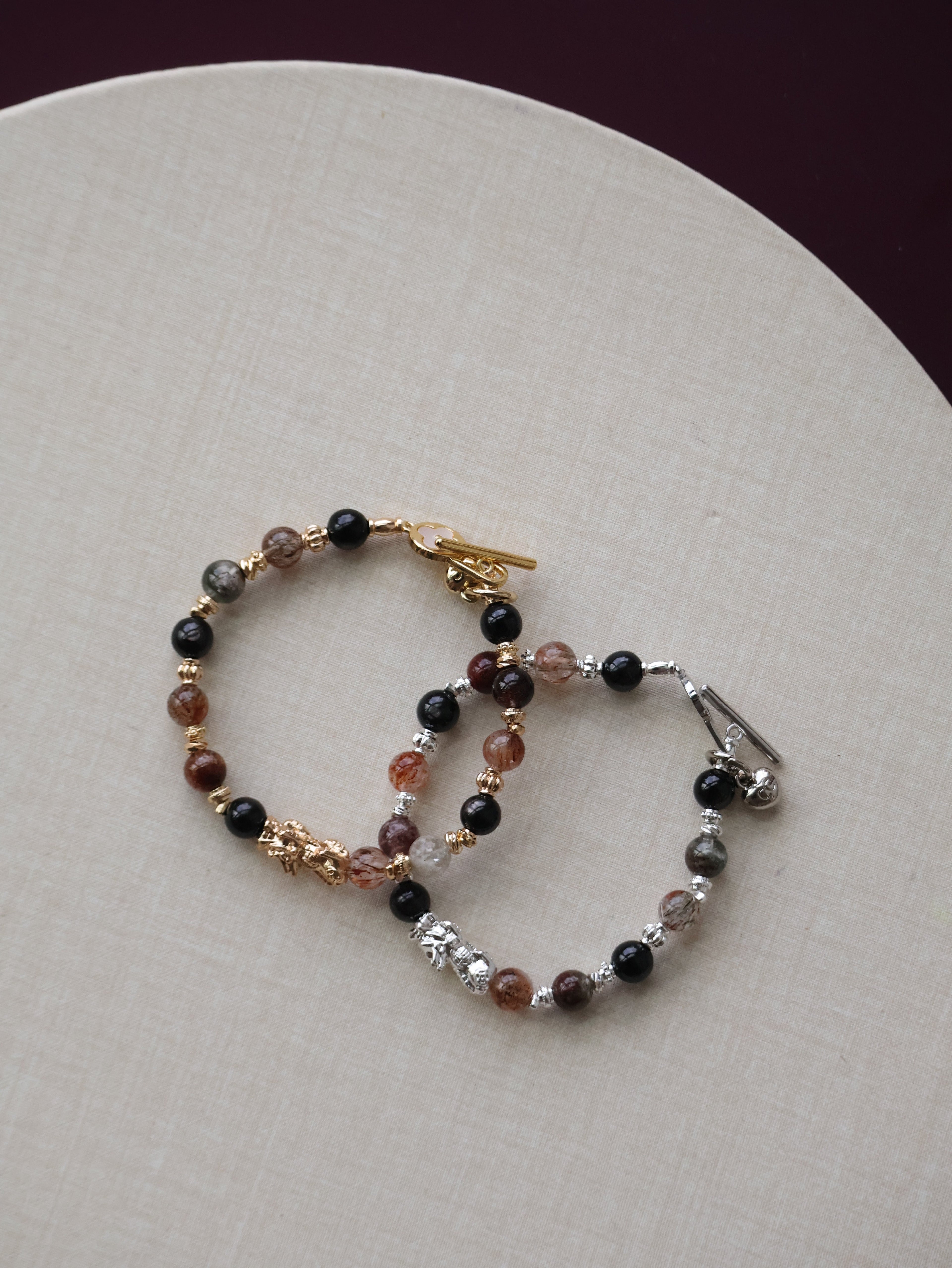 Labradorite, Citrine & Black Gold Super 7 Pixiu Crystal Bracelet ¡ª 6mm (OT Clasp, Elastic)