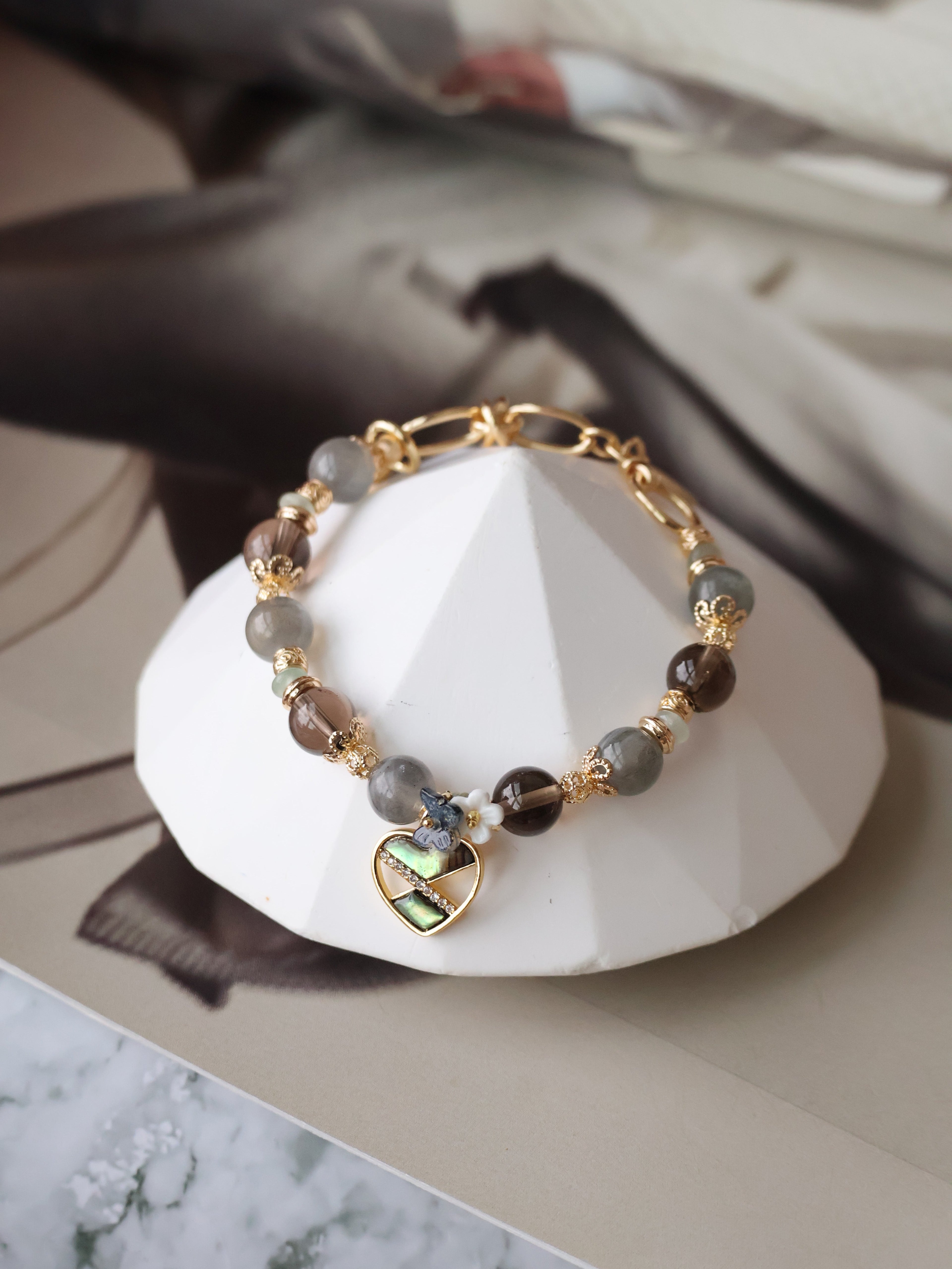 Labradorite, Smoky Quartz & Green Aventurine Crystal Bracelet ¡ª Meridith | 8mm (Elastic)