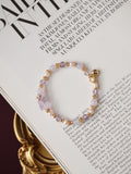 *Luna&Lithoss* Ameliora - 6mm Nine Tail Fox Amythest Carving with Fresh Water Pearl (Elastic)