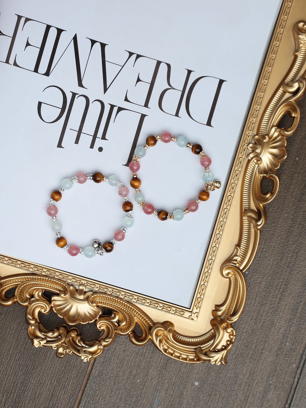Tiger Eye, Strawberry Quartz, Aquamarine ¡ª Sagittarius Horoscope Series | 8mm (Elastic)