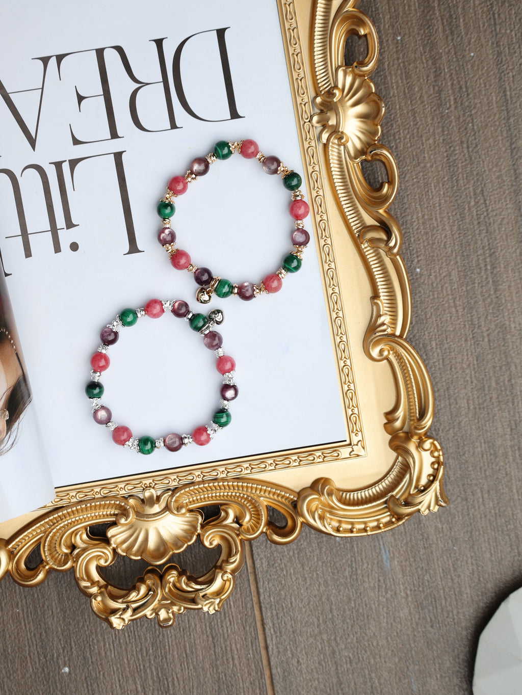 Malachite, Rhodonite, Lepidolite ¡ª Scorpio Horoscope Series | 8mm (Elastic)