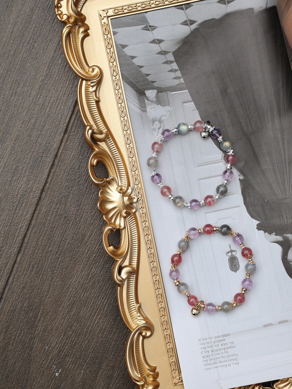 Strawberry Quartz, Labradorite, Amethyst ¡ª Leo Horoscope Series | 8mm (Elastic)