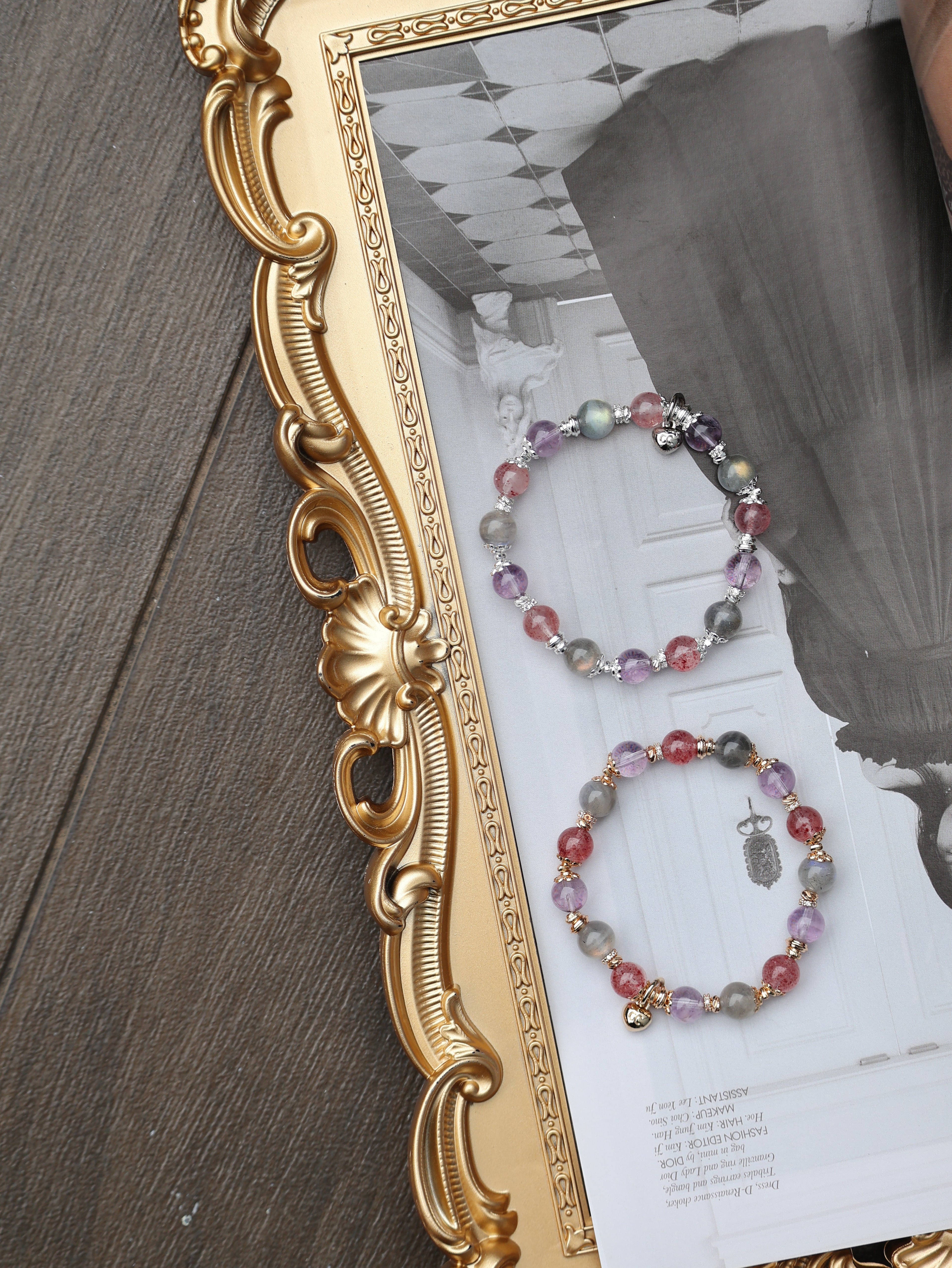 Strawberry Quartz, Labradorite, Amethyst ¡ª Leo Horoscope Series | 8mm (Elastic)