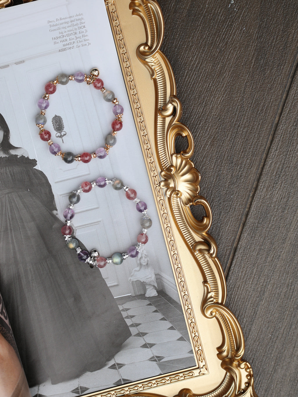 Strawberry Quartz, Labradorite, Amethyst ¡ª Leo Horoscope Series | 8mm (Elastic)