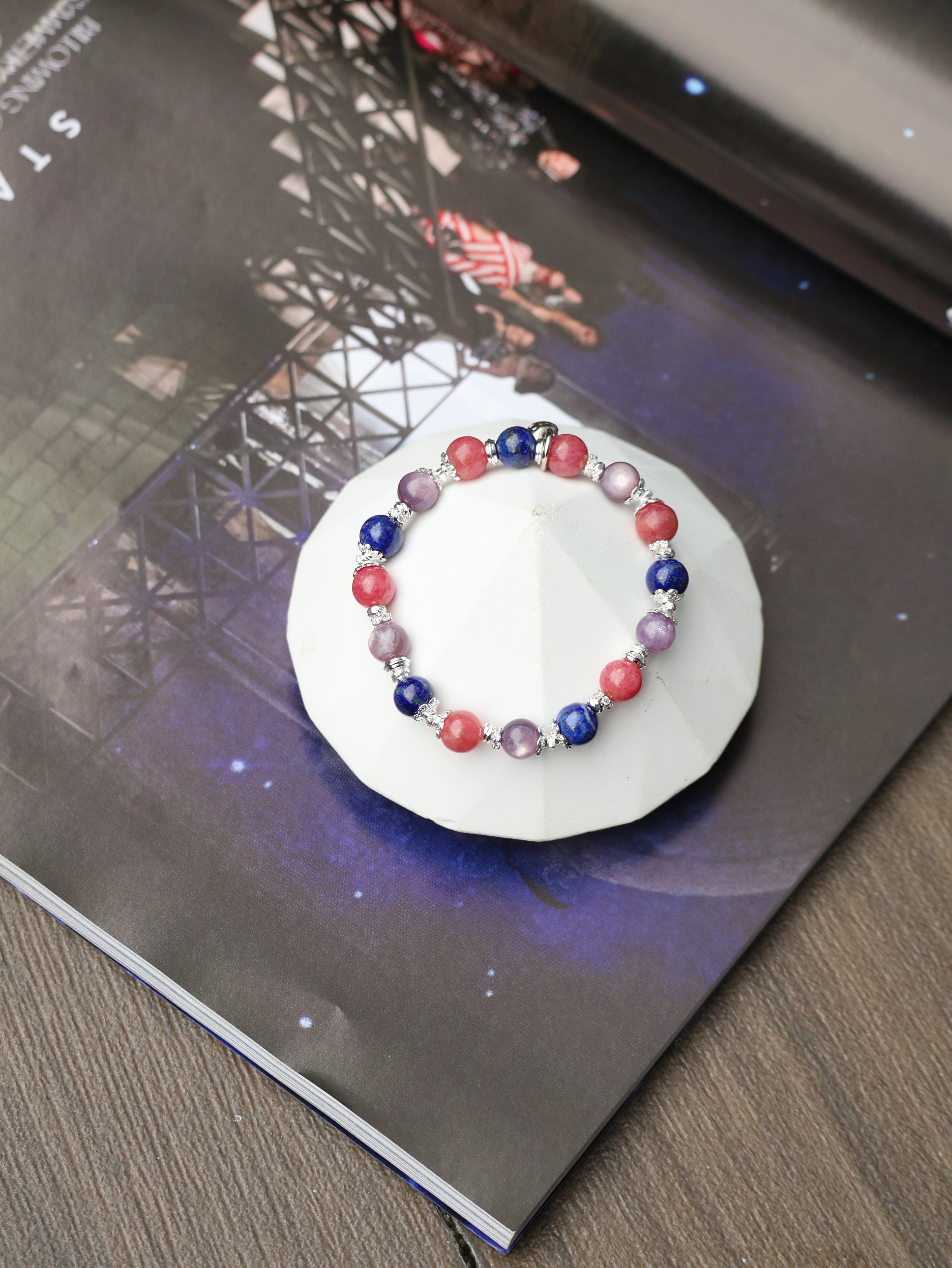 Lapis Lazuli, Rhodonite, Lepidolite ¡ª Cancer Horoscope Series | 8mm (Elastic)