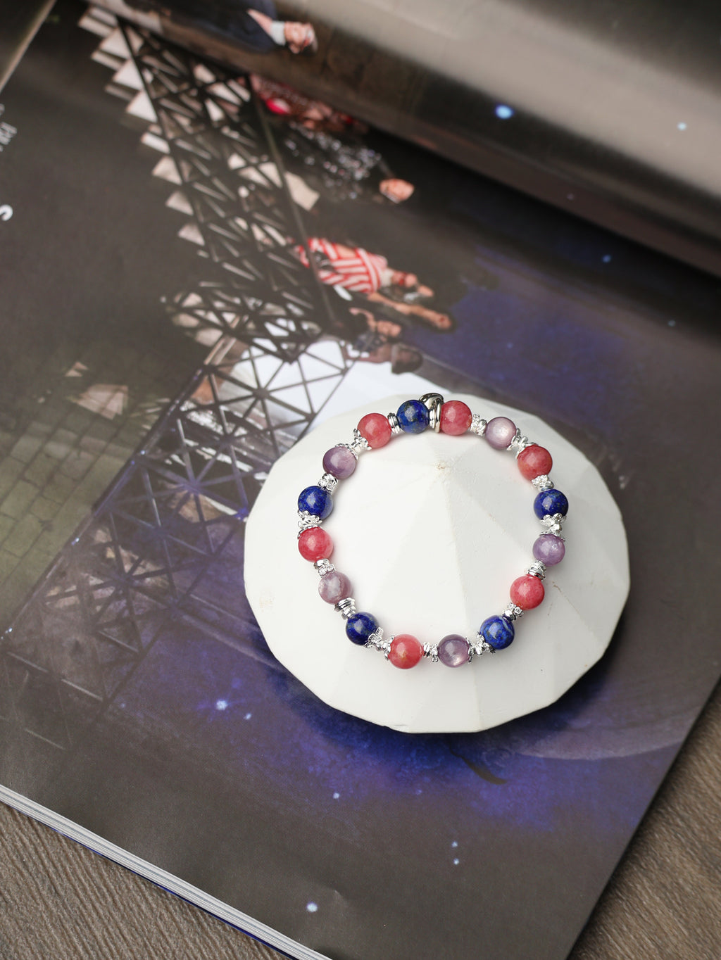 Lapis Lazuli, Rhodonite, Lepidolite ¡ª Cancer Horoscope Series | 8mm (Elastic)