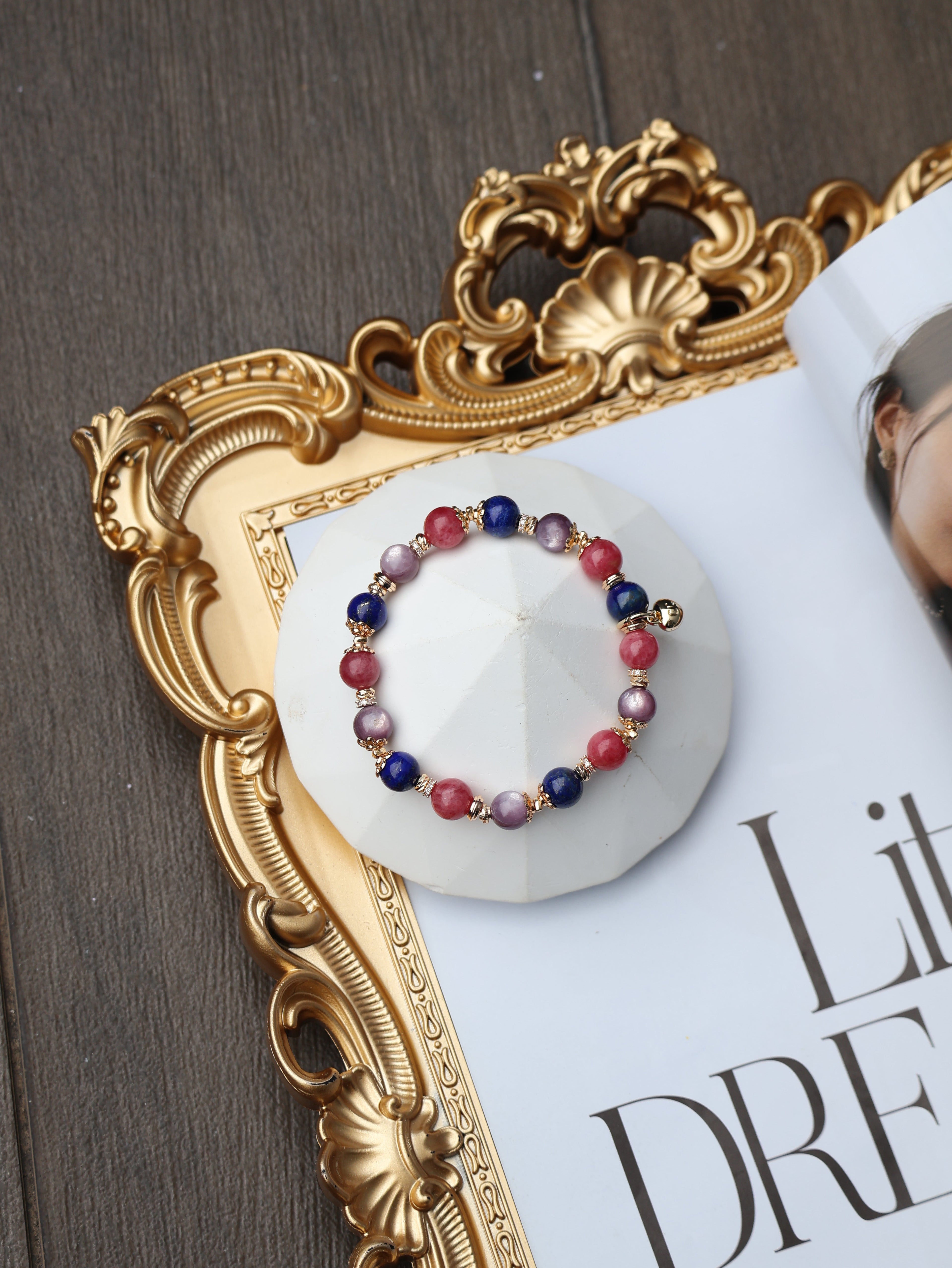 Lapis Lazuli, Rhodonite, Lepidolite ¡ª Cancer Horoscope Series | 8mm (Elastic)